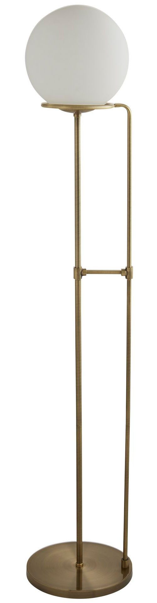 Searchlight Stehlampe Sphere Floor Lamp - Antique Brass & Opal Glass Shade, Leuchtmittel wechselbar