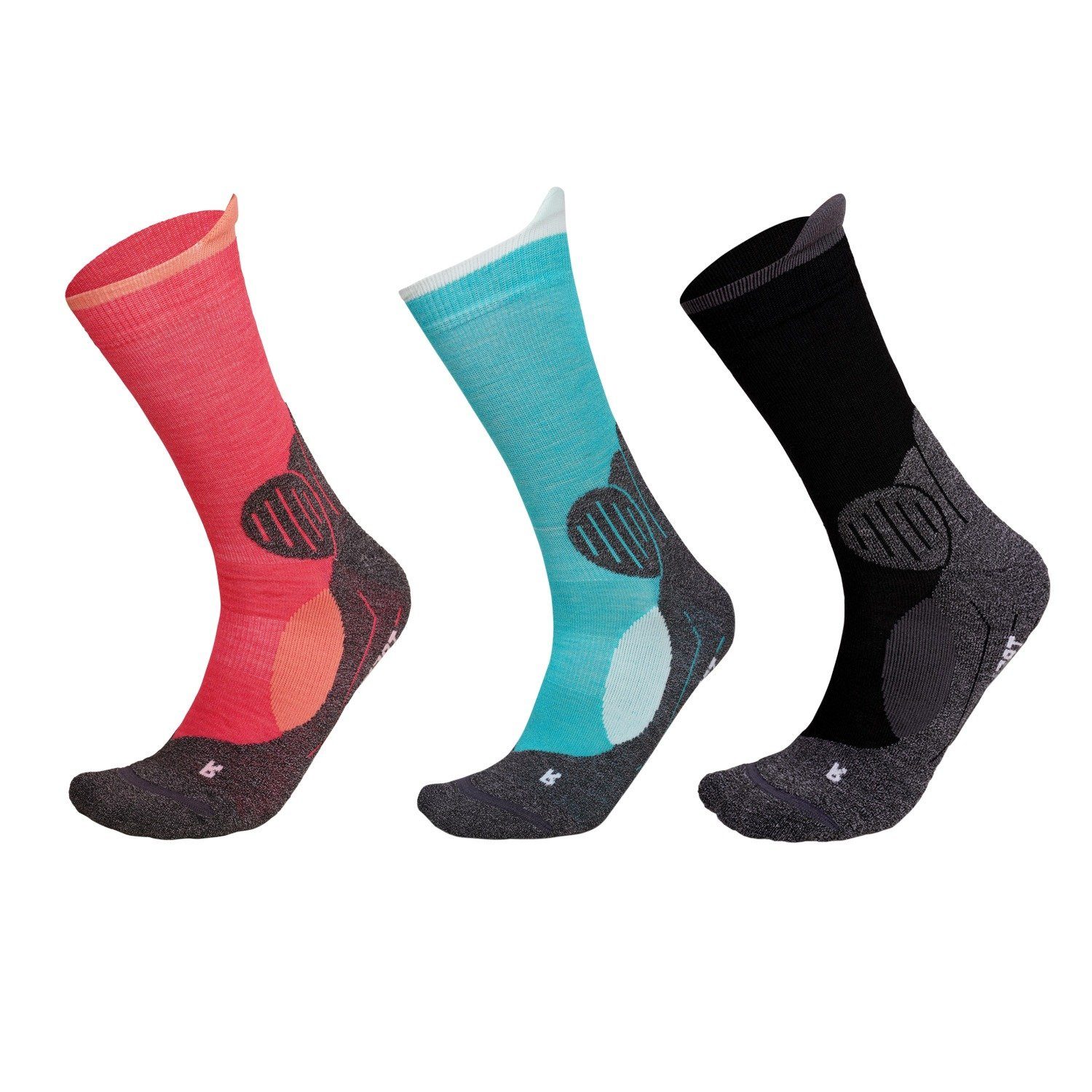 Wandersocken Trekkingsocken mit mittelstarker Polsterung Coolmax funktionsocken sport socken damen outdoor socken herren funtionsocken (Beutel, 3 Paar)