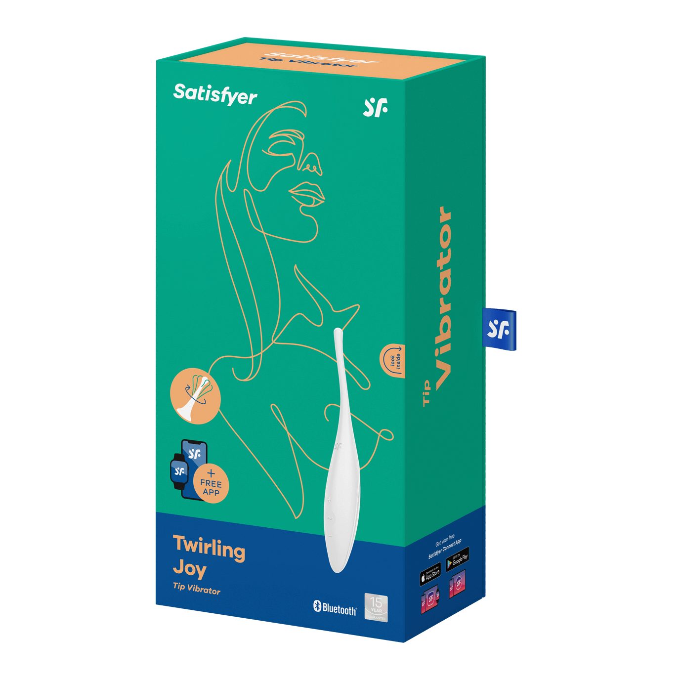 Vibrator Auflege-Vibrator Tip weiß Joy 'Twirling App', Satisfyer Satisfyer Connect - wasserdicht