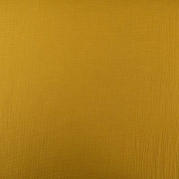 SCHÖNER LEBEN. Stoff Musselin Stoff Double Gauze einfarbig senf gelb 1,35m Breite, allergikergeeignet