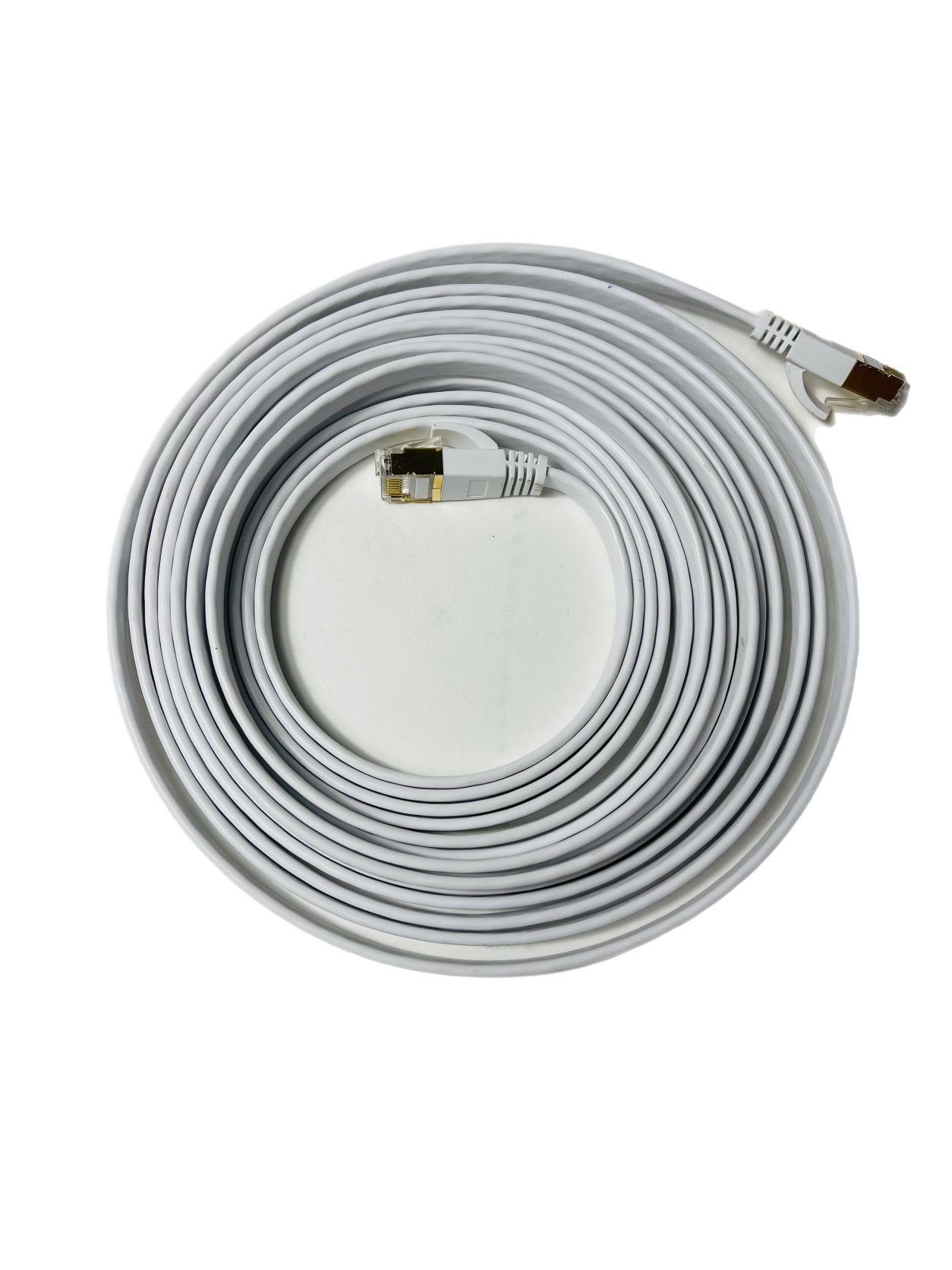 VaGo-Tools CAT7 Patchkabel Netzwerkkabel weiß 20m flach LAN-Kabel, RJ45, RJ45
