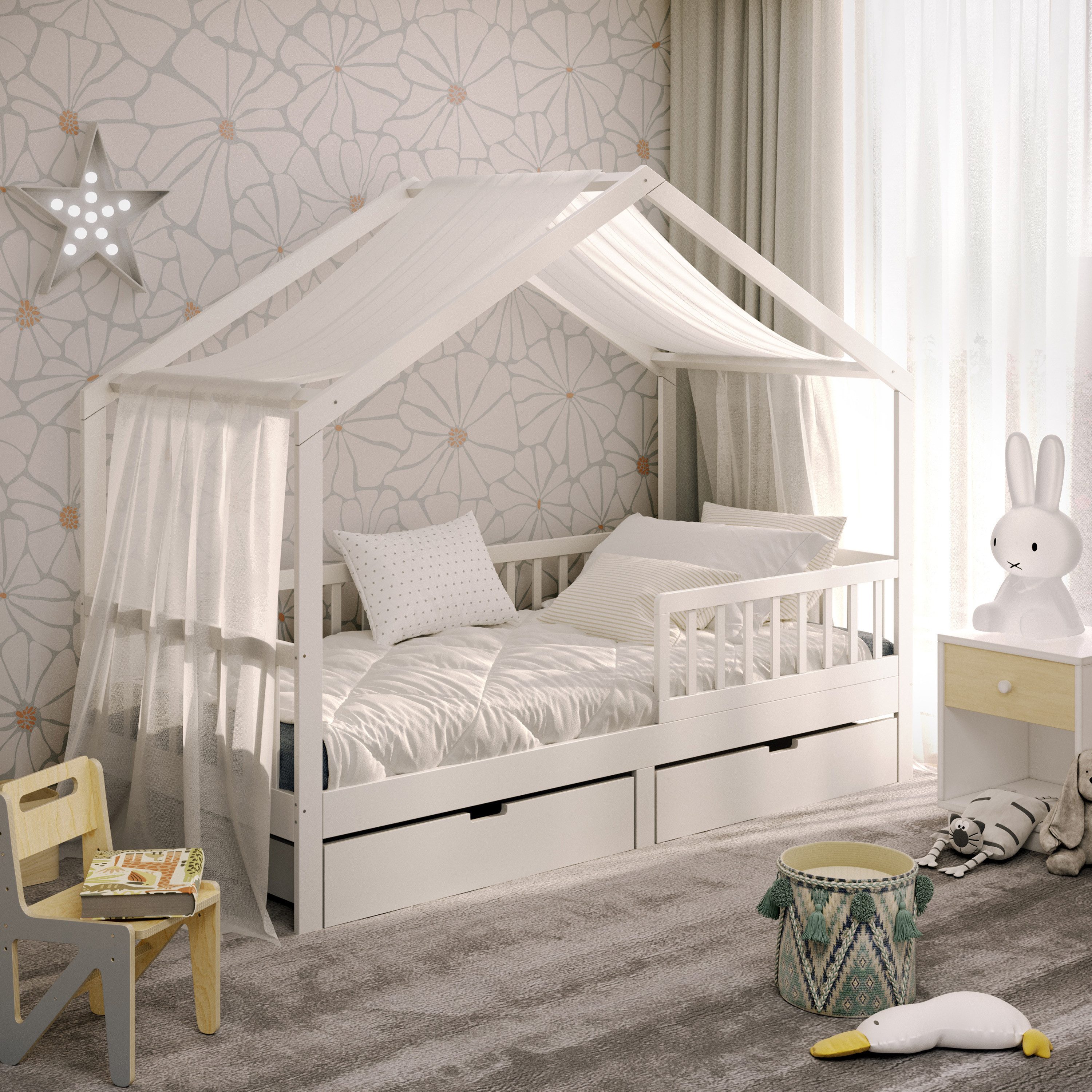 CADANI Kinderbett Hausbett Davi (Rausfallschutz abnehmbar), günstig online kaufen