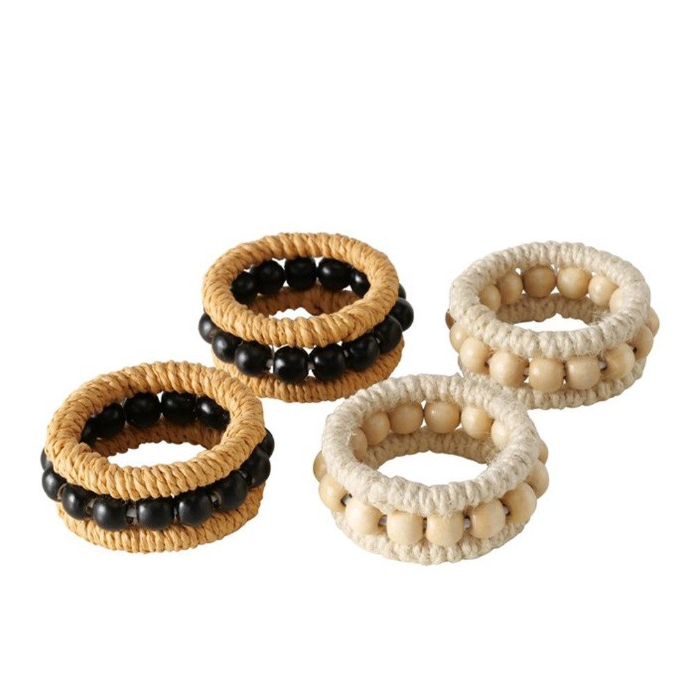 Light & Living Serviettenring Boltze Serviettenring Peran, sort. 2, 3x7cm, schwarz/beige, BOLTZE-205