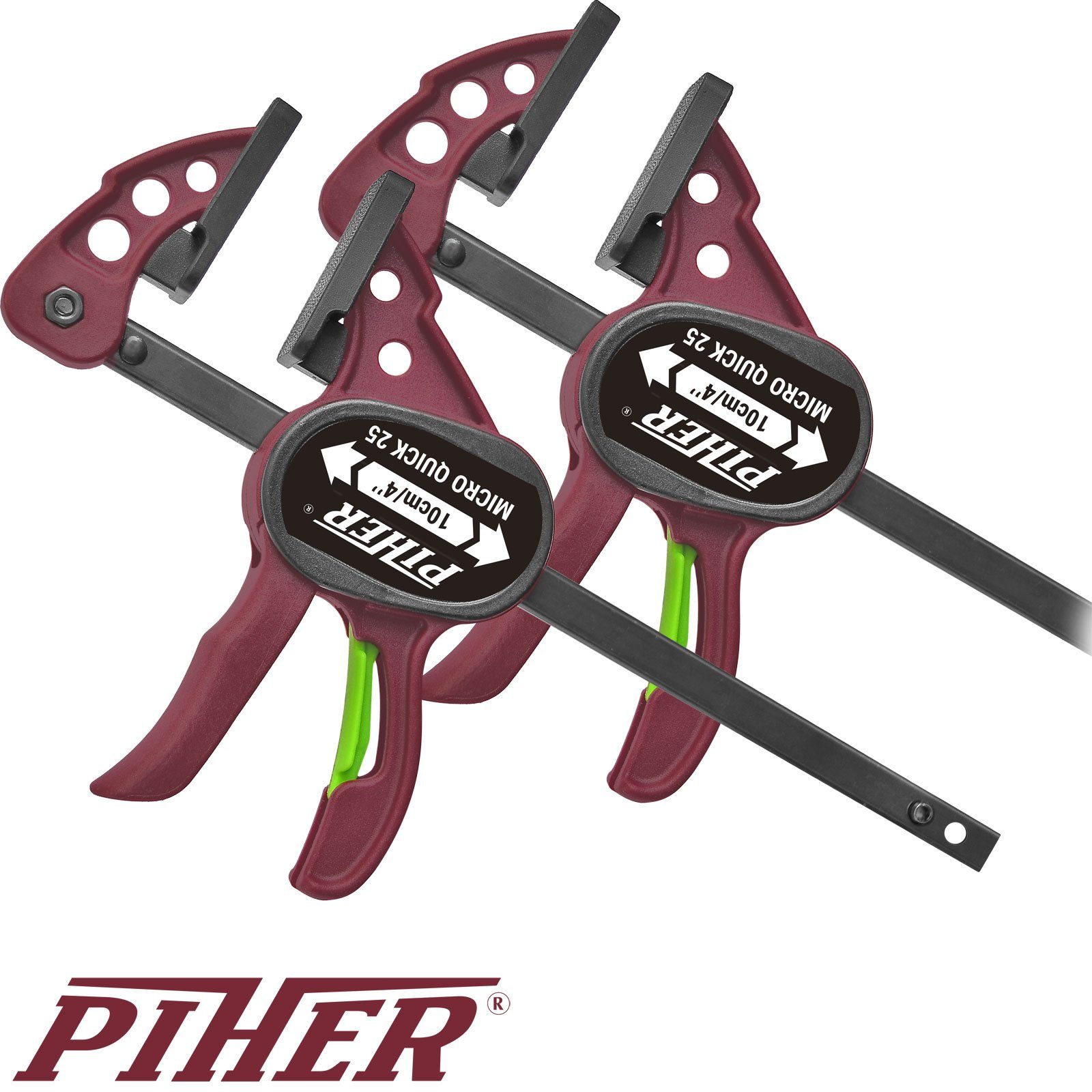 Piher Schraubzwinge 1 Paar Piher Micro Quick 25 kg Einhandzwinge 10 cm, (1 Paar)