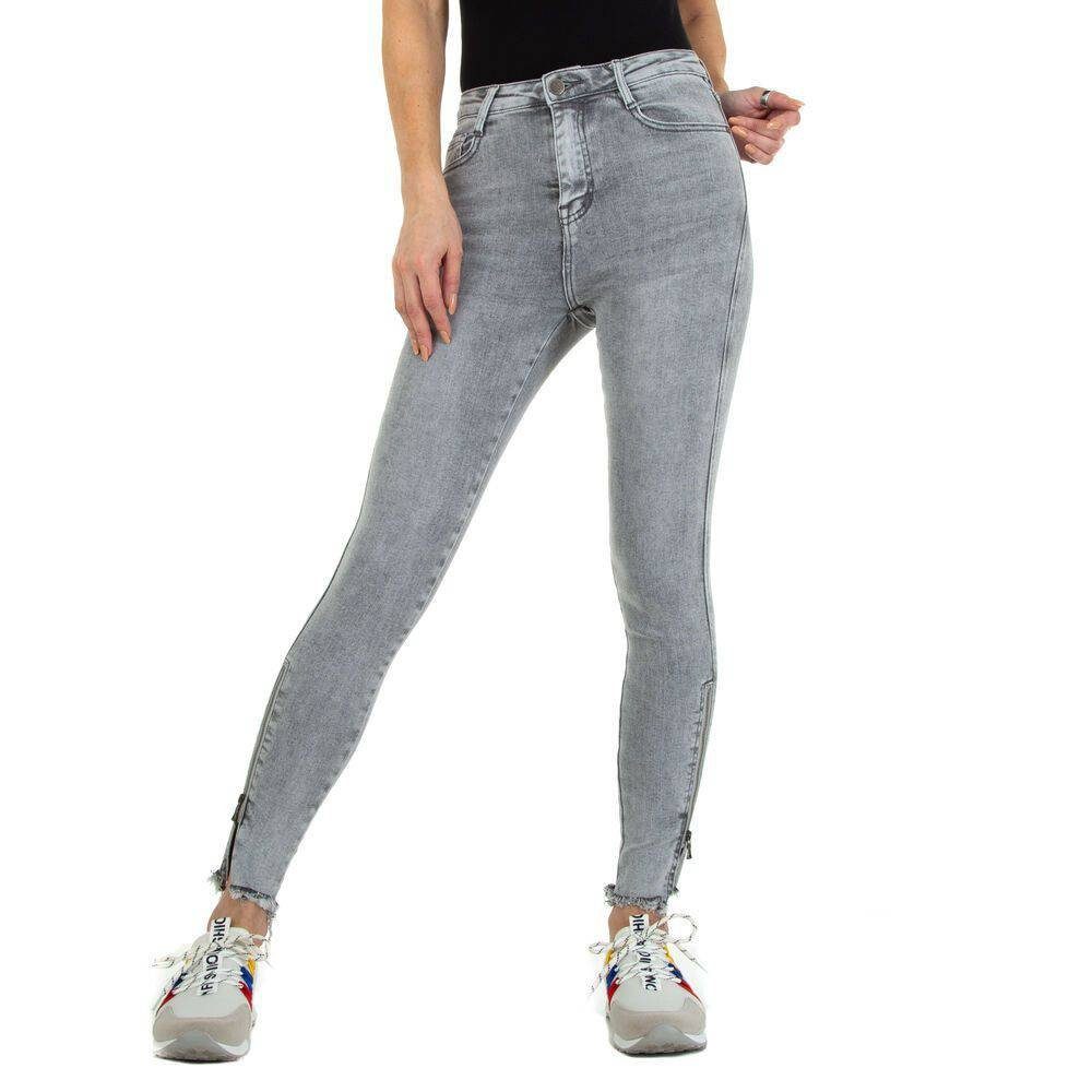 Ital-Design Skinny-fit-Jeans Damen Freizeit Stretch Skinny Jeans in Grau