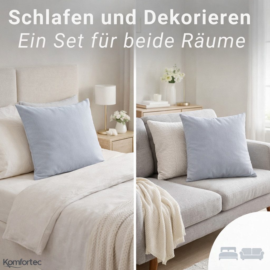 Komfortec Kissenbezug Premium Kopfkissenbezug, gebürstet 100% Mikrofaser 90g/m², (2 Stück), 40x60 cm mit Reißverschluss, Superweiches Kissenhülle Set