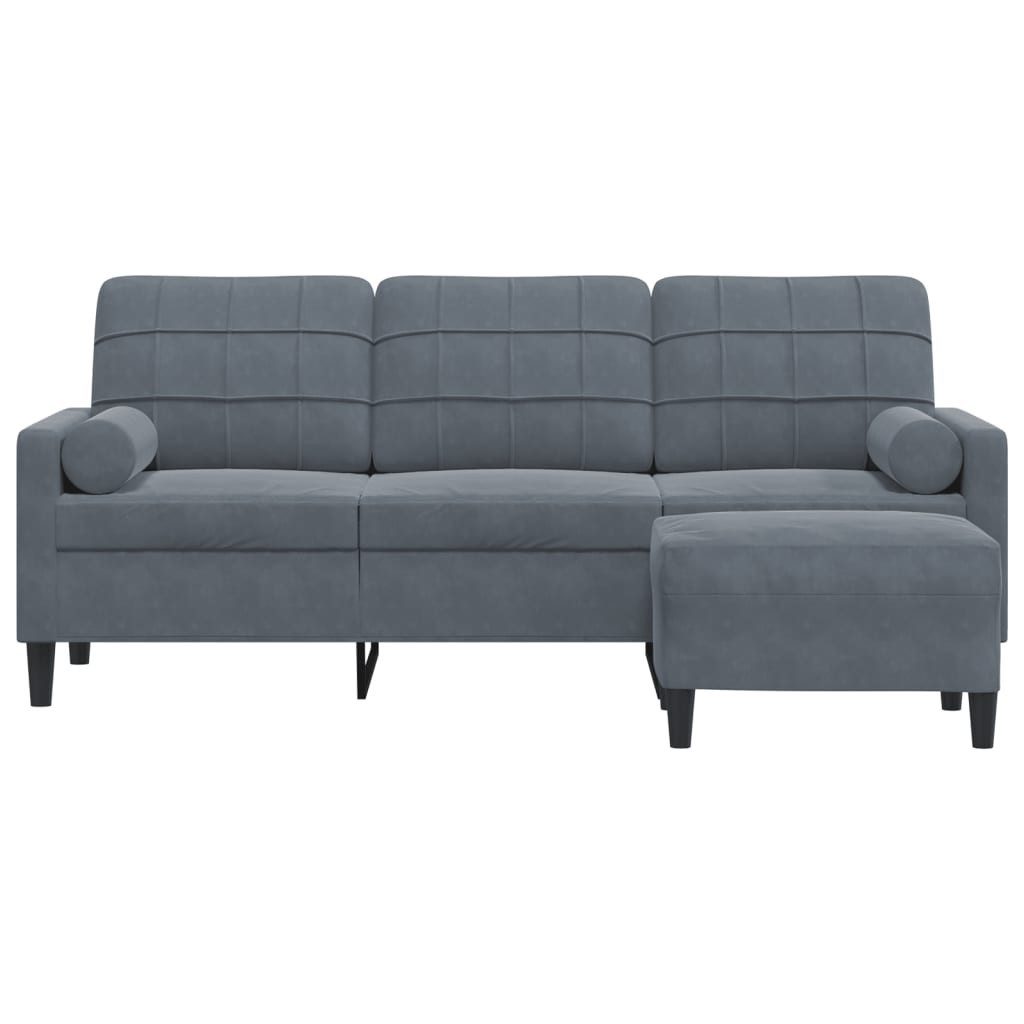 vidaXL Sofa 3-Sitzer-Sofa mit Hocker Dunkelgrau günstig online kaufen