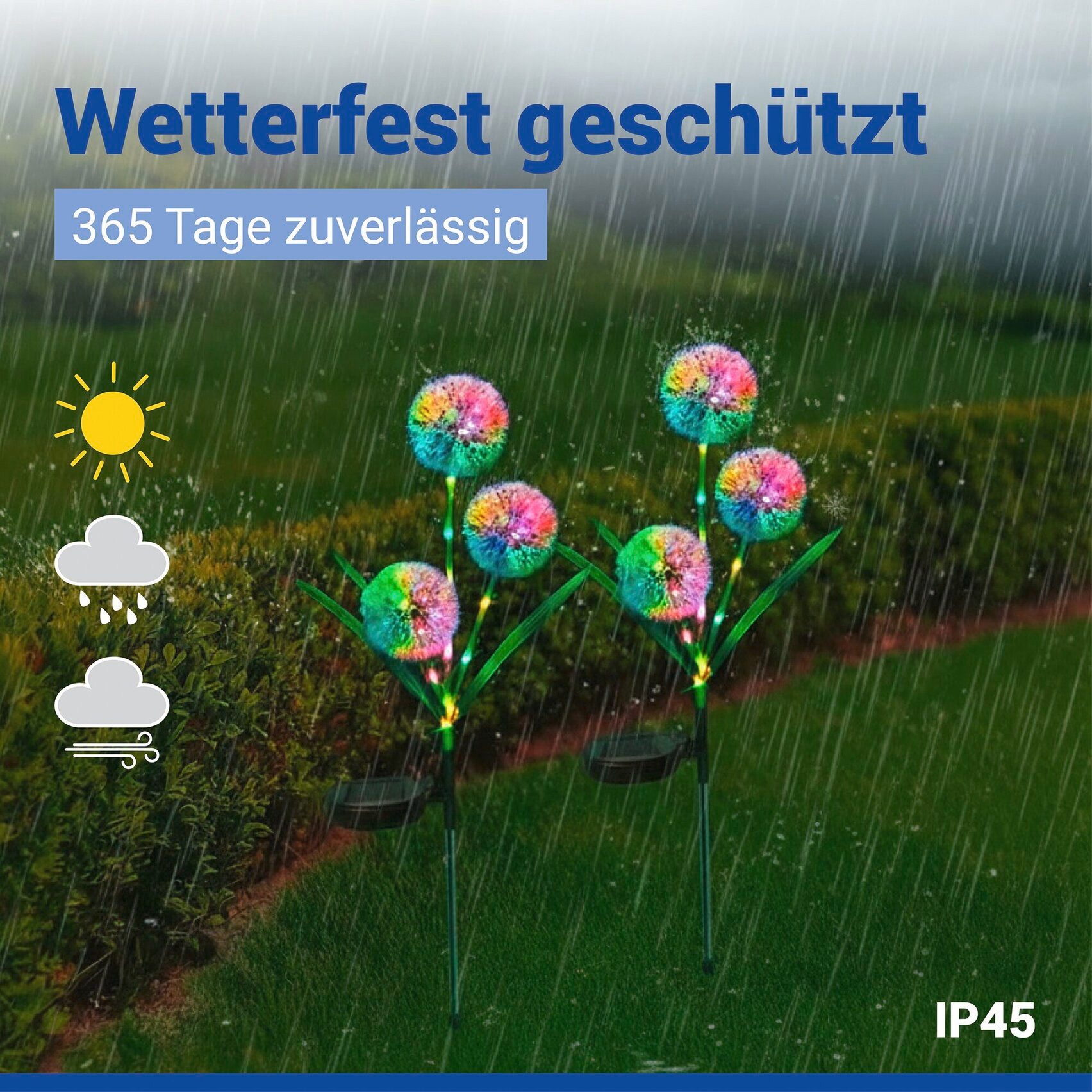 Maximex LED Gartenleuchte Modell Pusteblume, Ein-/Ausschalter, Farbwechsel, LED fest integriert, Farbwechsler, LED Gartenstecker, solarbetriebene Gartenbeleuchtung, 2 Einstellungen