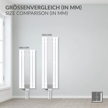 LuxeBath Heizkörper Zimmerheizkörper Pannelheizkörper Spiegelheizkörper, Weiß 450x1200mm Mittelanschluss