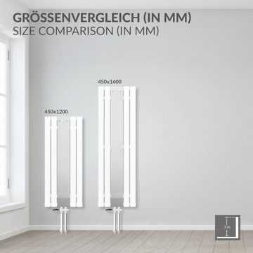 LuxeBath Heizkörper Zimmerheizkörper Pannelheizkörper Spiegelheizkörper, Weiß 450x1600mm Mittelanschluss