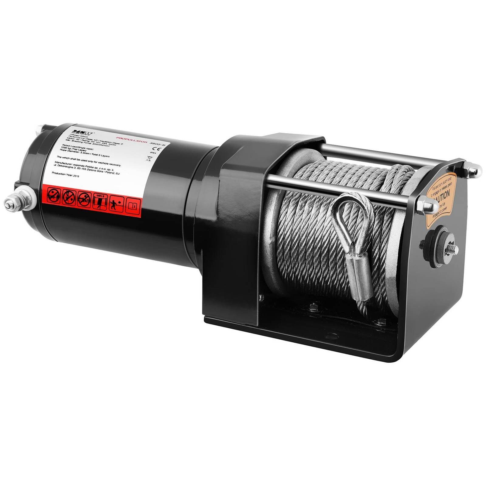 MSW Seilwinde 1590 kg 12 V Elektrische Motorwinde Umlenkrolle Fernbedienung