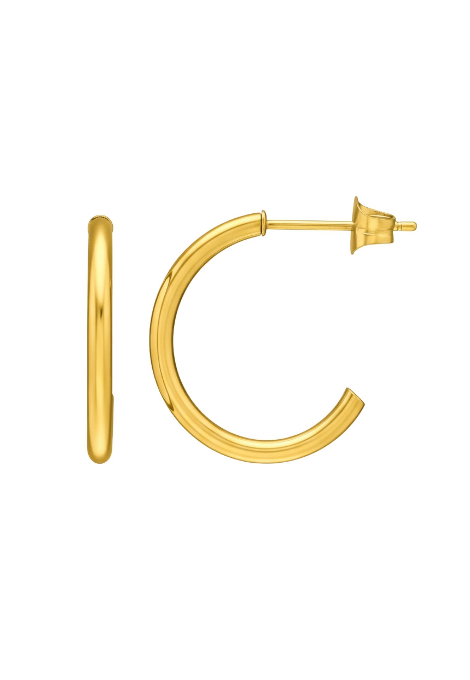 Diademita Fingerring 20mm Halb-Creolen-Ohrstecker aus Edelstahl in Goldfarbe (Set)