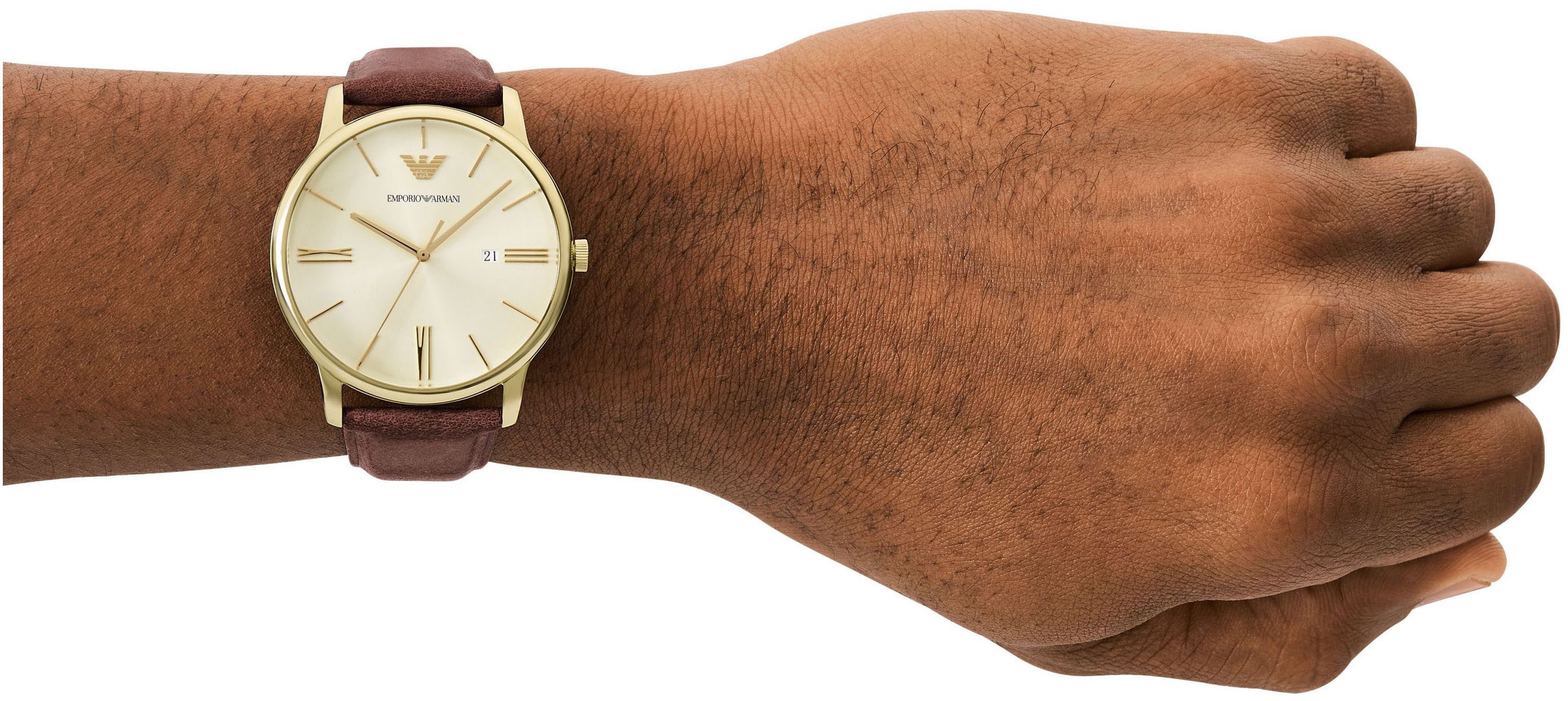 Emporio Armani Quarzuhr AR11610, Armbanduhr, Herrenuhr, Datum, analog, Lederarmband