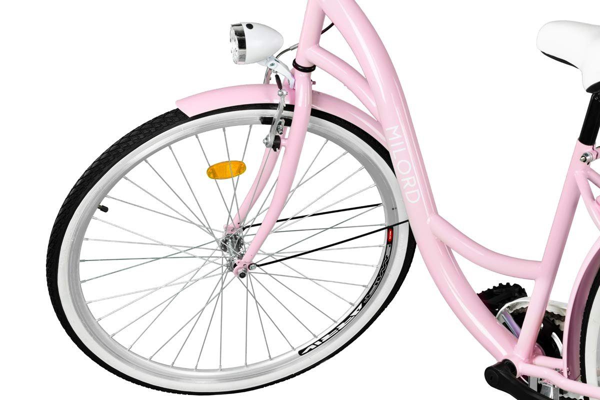 MILORD Milord Cityrad Fahrrad Gang Rosa, Zoll, City BIKES 28/26 1-Gang, Damenfahrrad, Korb 1