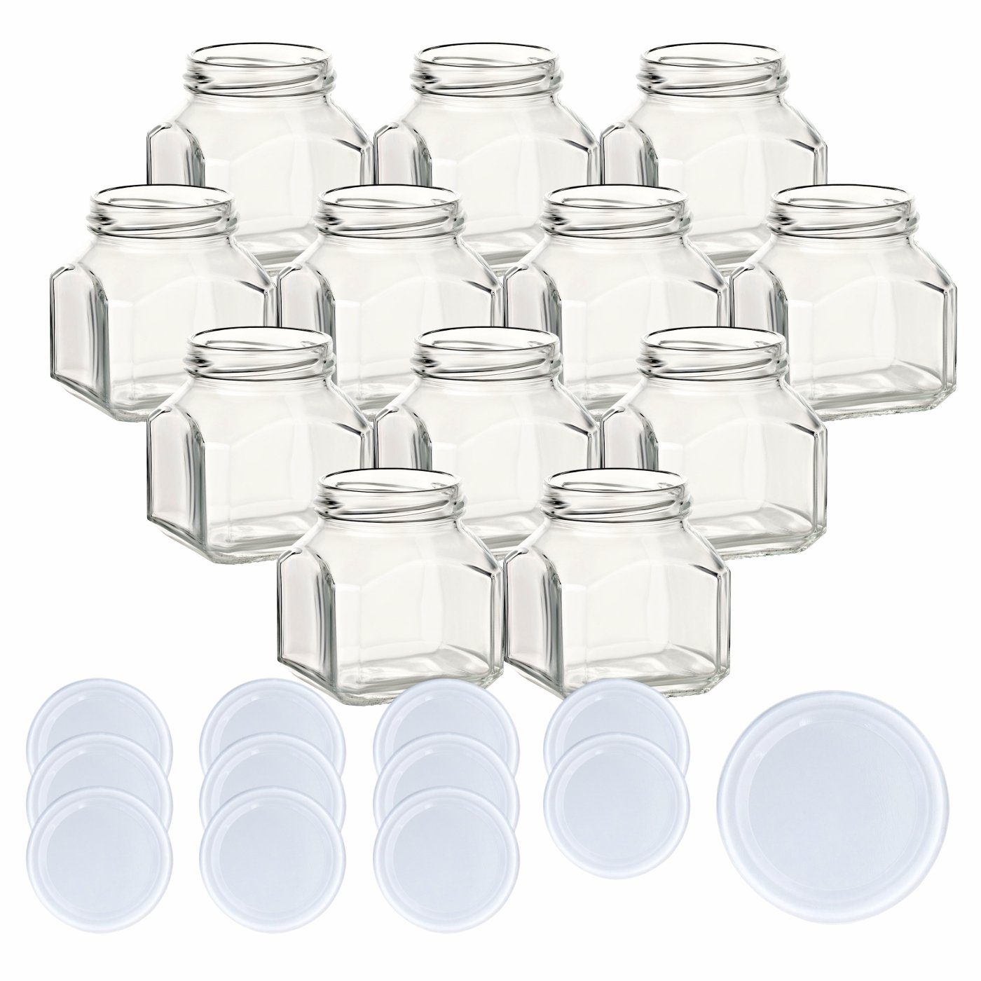 gouveo Vorratsglas Einmachgläser 212 ml Firenze mit Schraub-Deckel - Kleine Vorratsgläser, (12-tlg), 12er Set, weiß | Vorratsgläser