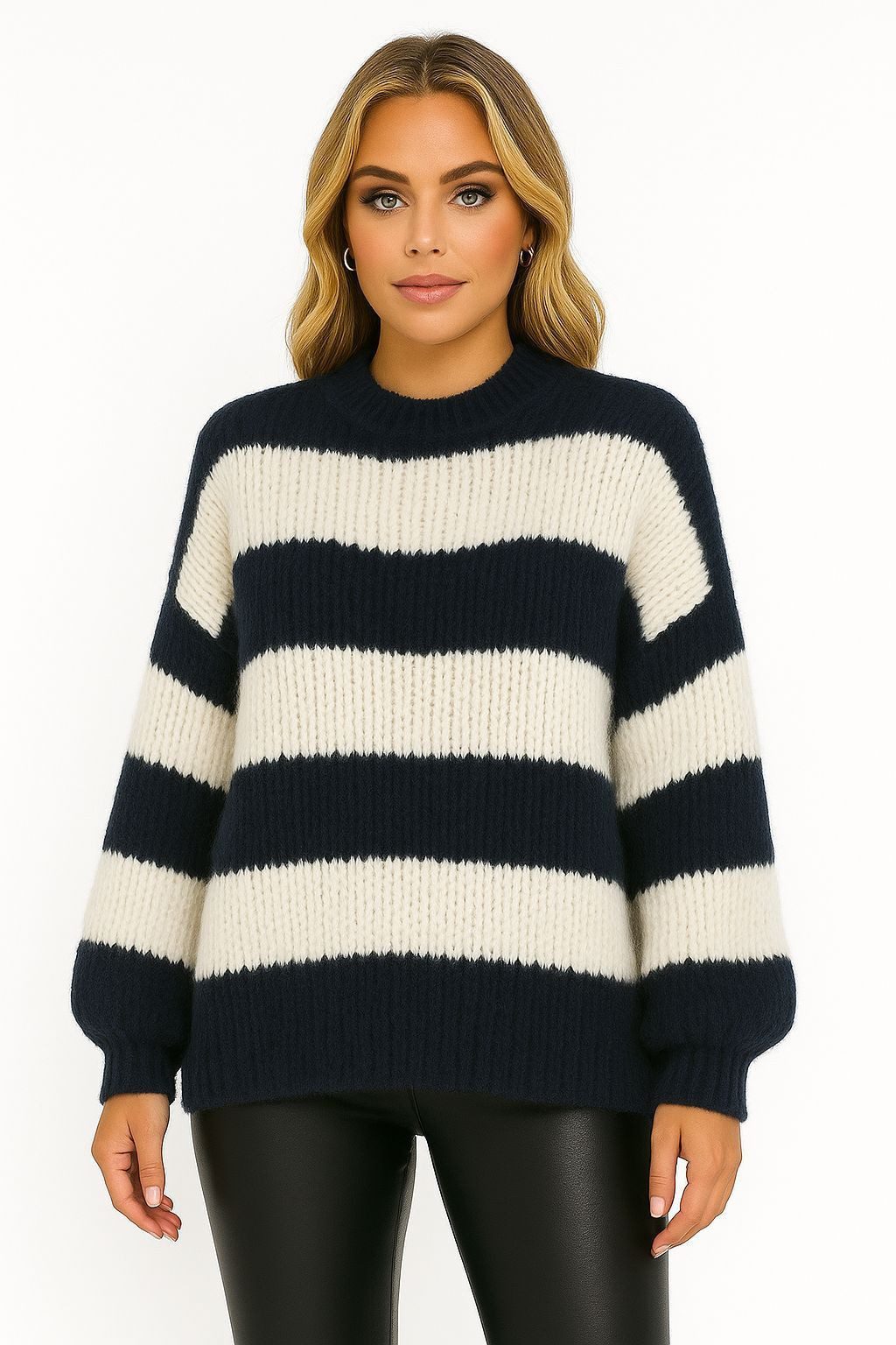 Worldclassca Strickpullover WORLDCLASSCA Damen Oversize Strickpullover Gestreift Streifen Sweat Neue Kollektion - Stilvolle und gemütliche Strickmode für Damen