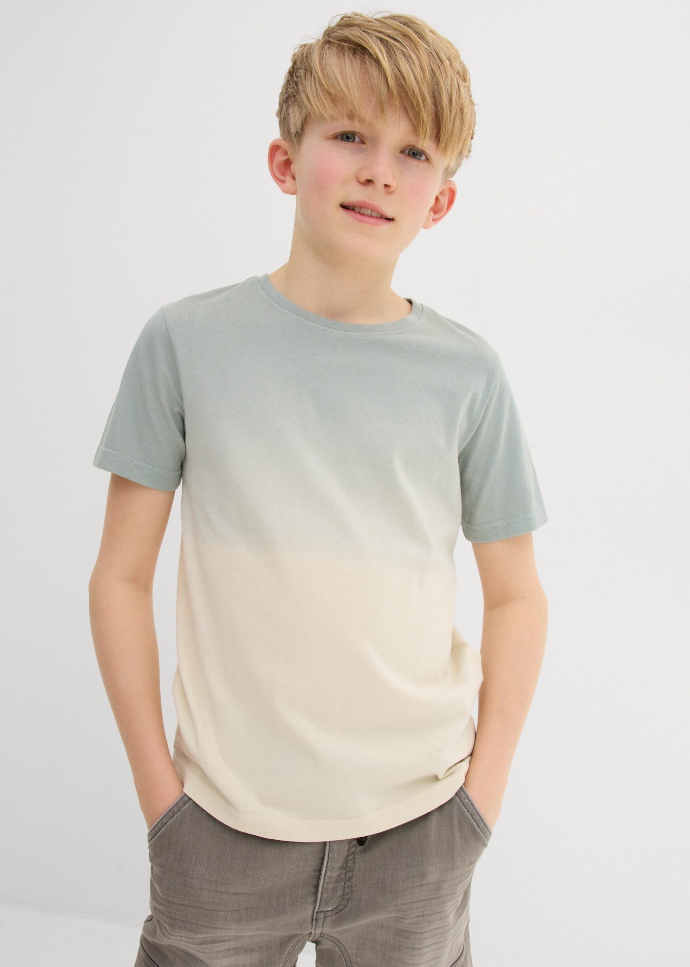 bonprix T-Shirt aus reiner Baumwolle, mit Farbverlauf, Kurzarm-Design
