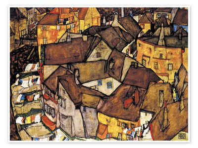 Posterlounge Poster Egon Schiele, Die kleine Stadt V (Krumau Häuserbogen), Wohnzimmer Malerei