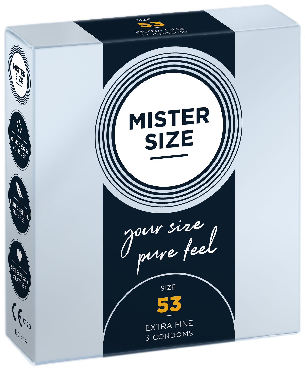 MISTER SIZE Kondome 3 Stück, Nominale Breite 53mm, gefühlsecht & feucht