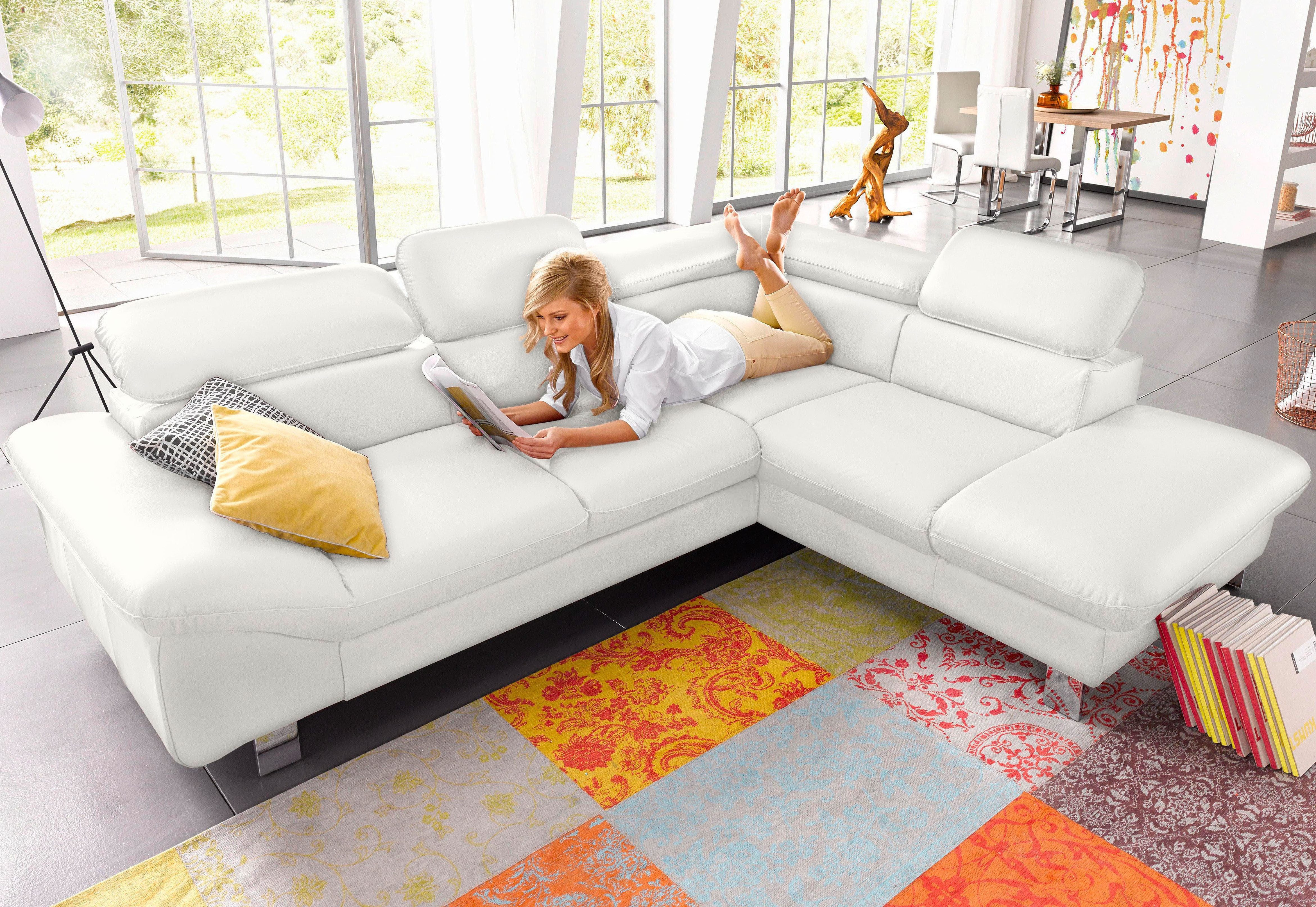 COTTA Ecksofa Driver L-Form, B: 265cm, moderne Couch, Wellenunterfederung, inkl. 3 x, Kopfteilverstellung, optional Schlaffunktion & Bettkasten