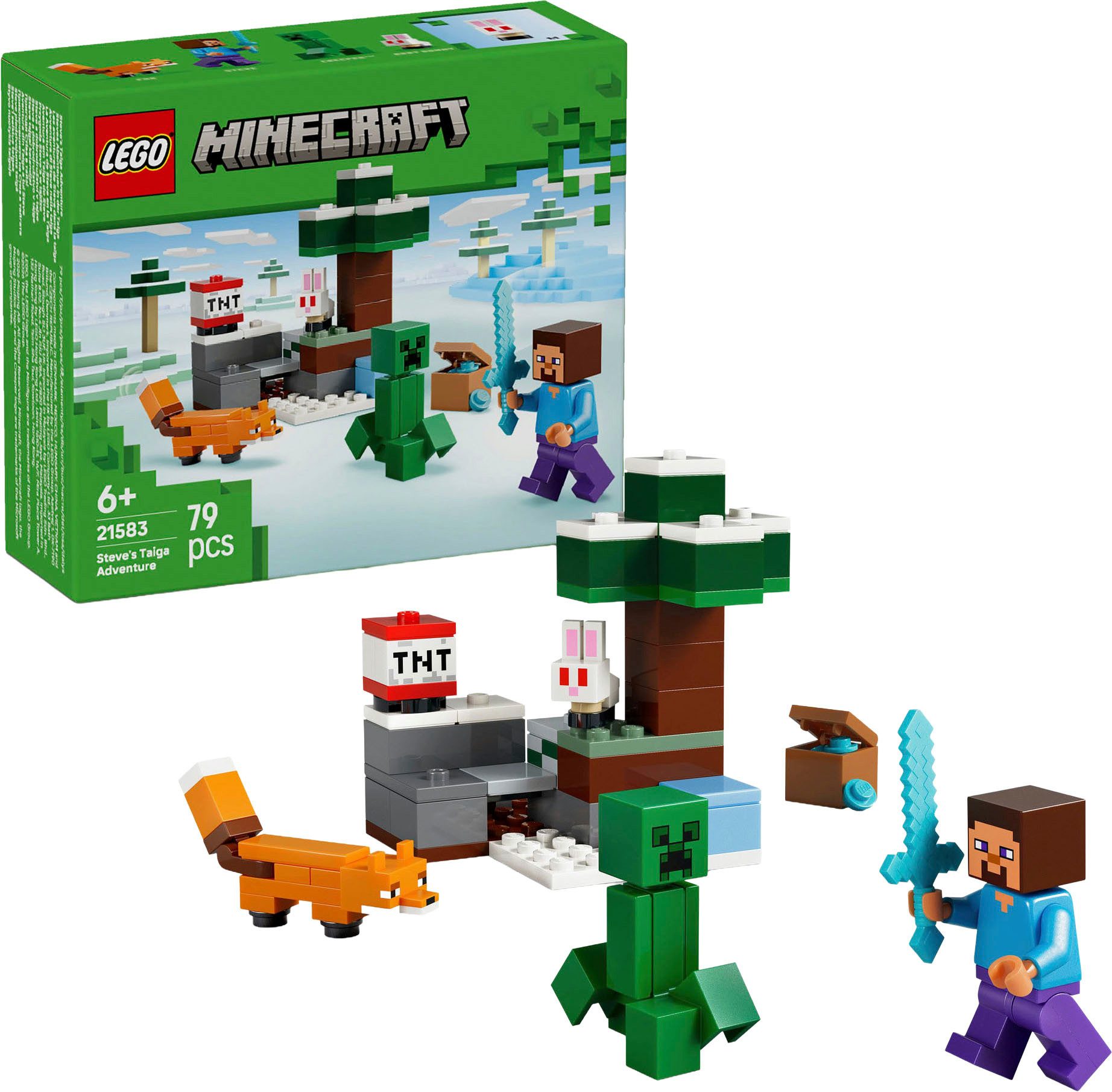 LEGO® Steves Abenteuer in der Taiga (21583), LEGO Minecraft Konstruktionsspielsteine, (79 St), Made in Europe