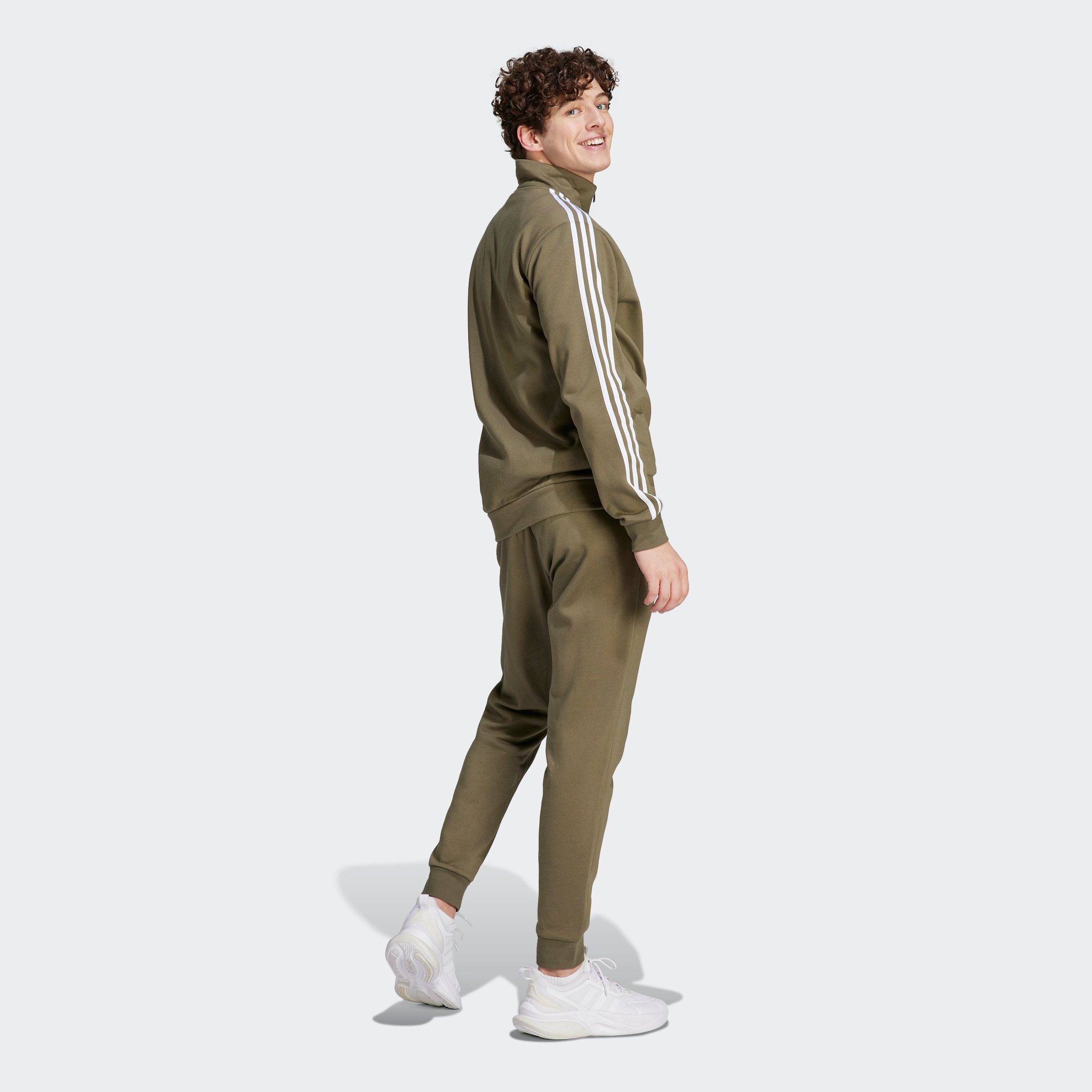 Sportswear (2-tlg) Trainingsanzug Olive adidas BASIC Strata 3-STREIFEN