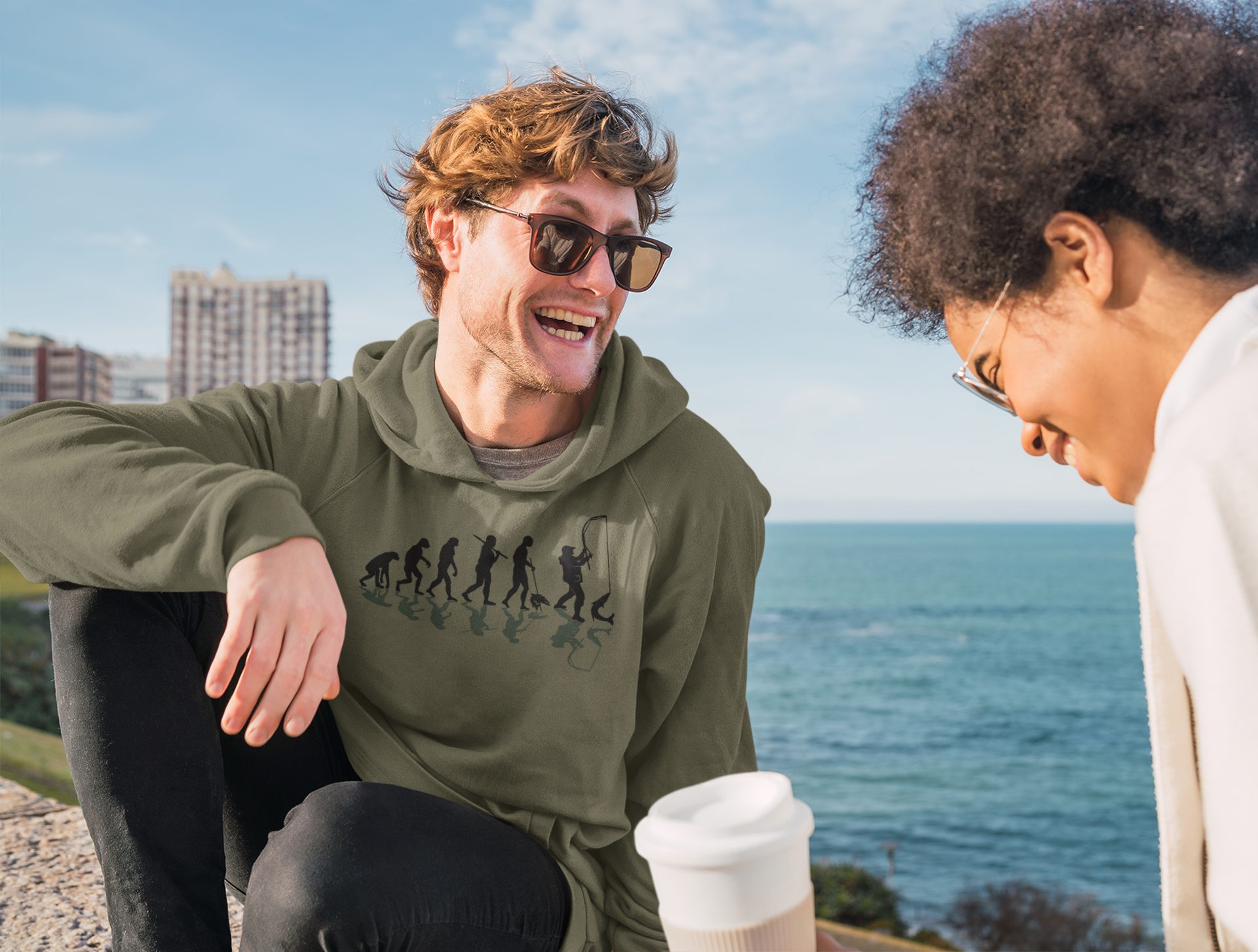 Baddery Kapuzenpullover Angler Hoodie: "Angler Evolution" - Angelkleidung A günstig online kaufen