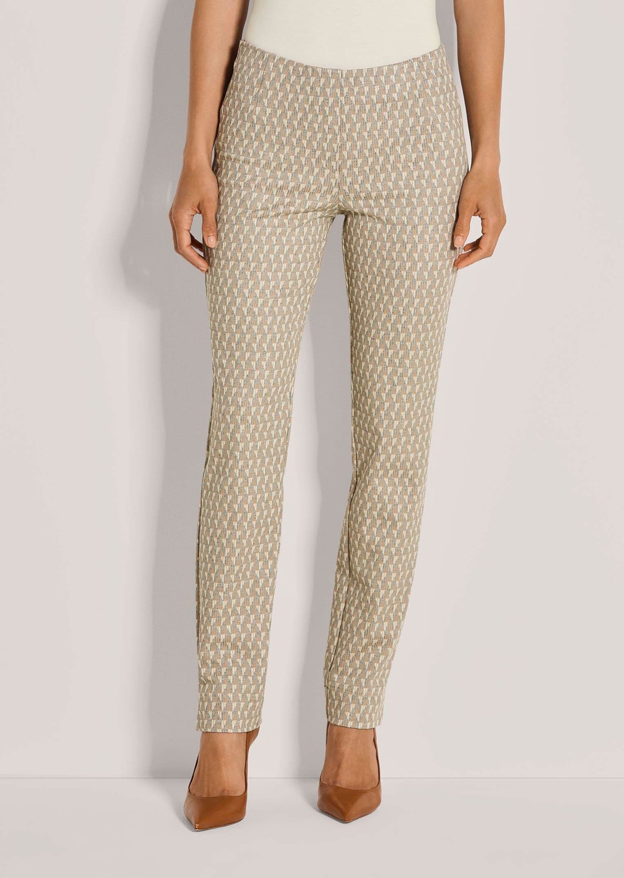 MADELEINE Schlupfhose Schmale Jacquardhose mit Muster Schlupfhose mit elastischem Bund und schmalem Bein