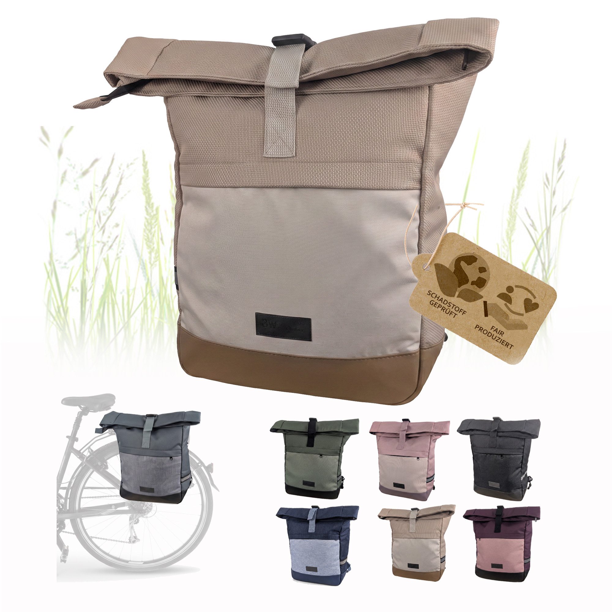 BambiniWelt by Rafael K. Fahrradtasche Fahrradtasche Gepäckträgertasche 2in1 Rucksack 20L M2, Gepäckträgertasche und Rucksack