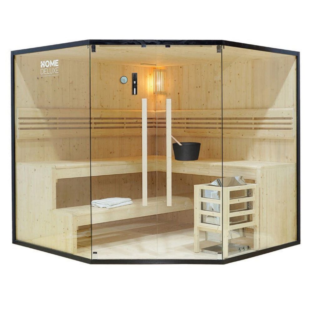 DEKO VERTRIEB BAYERN Sauna XXL Premium Traditionelle Sauna 200x200 cm SET inkl. 8 KW Saunaofen