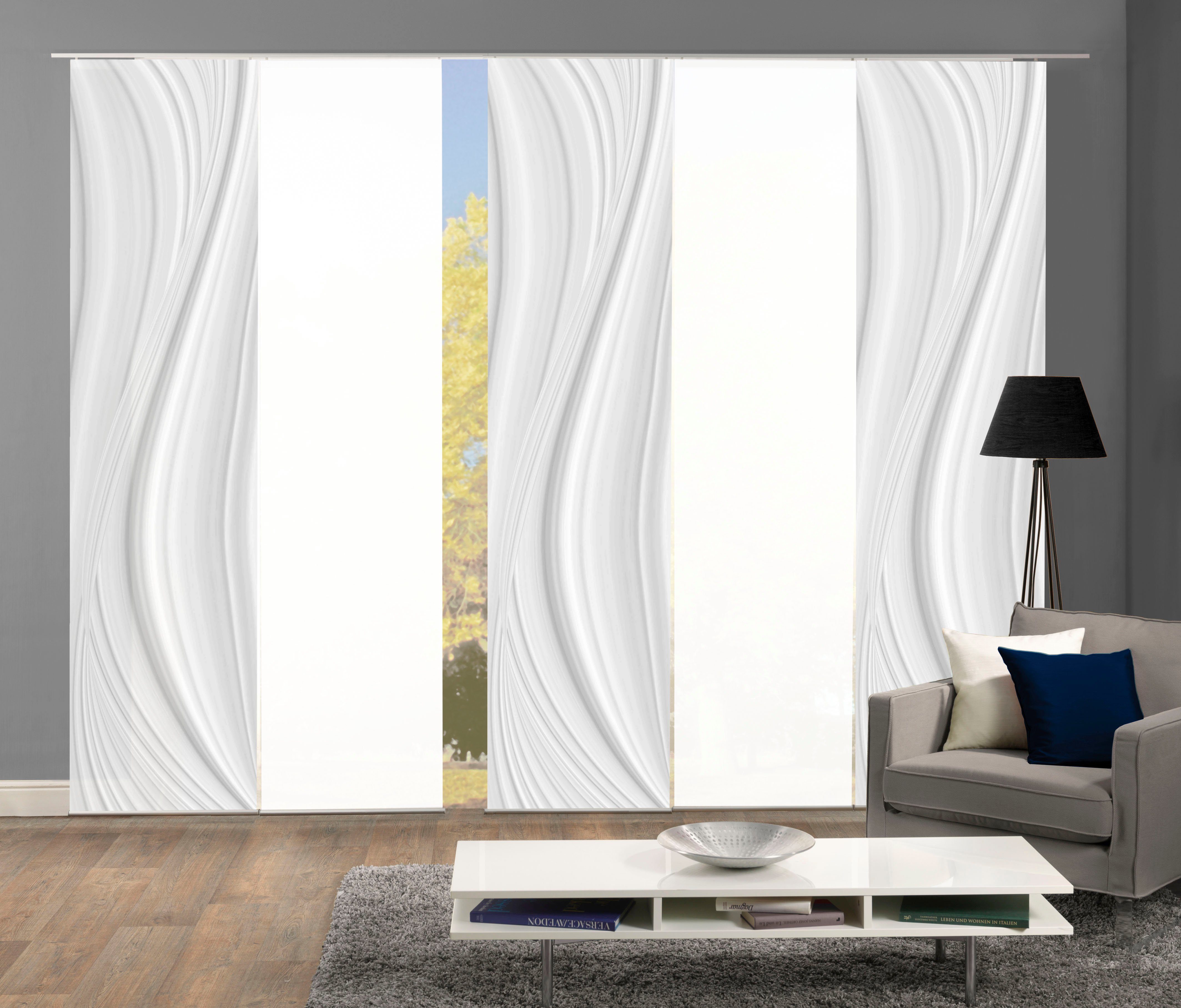 HOME WOHNIDEEN Schiebegardine LAURINA 5er SET (5 St), Paneelwagen, blickdic günstig online kaufen