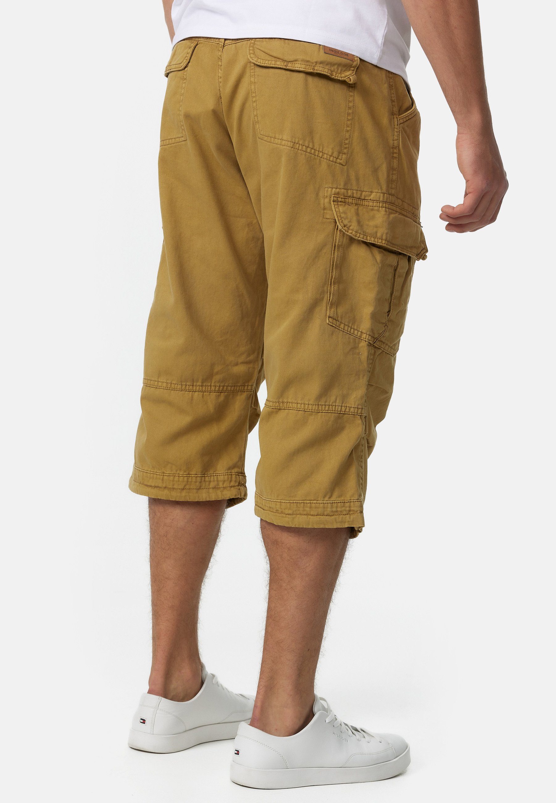 Indicode Cargoshorts Herren Nicolas Check Cargo Shorts Herrenshorts aus einer robusten Materialmischung