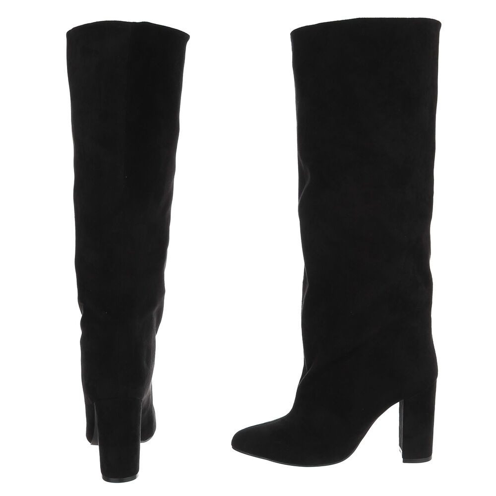 Ital-Design Damen Overknee-Stiefel mit Blockabsatz elegant High-Heel-Stiefel (92125301) Blockabsatz Stiefel in Schwarz – Bild 5 von 5