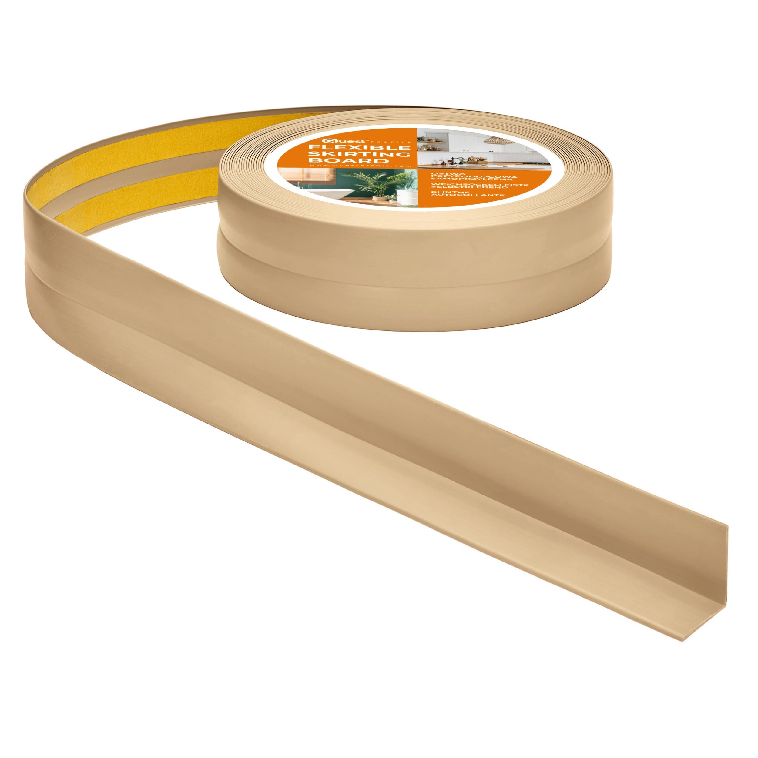 Quest Sockelleiste Weichsockelleiste Selbstklebend 30x30 mm, L: 500,00 cm, H: 3,00 cm, Packung, 1-St., wasserfest, UV-beständig, für Küche & Bad