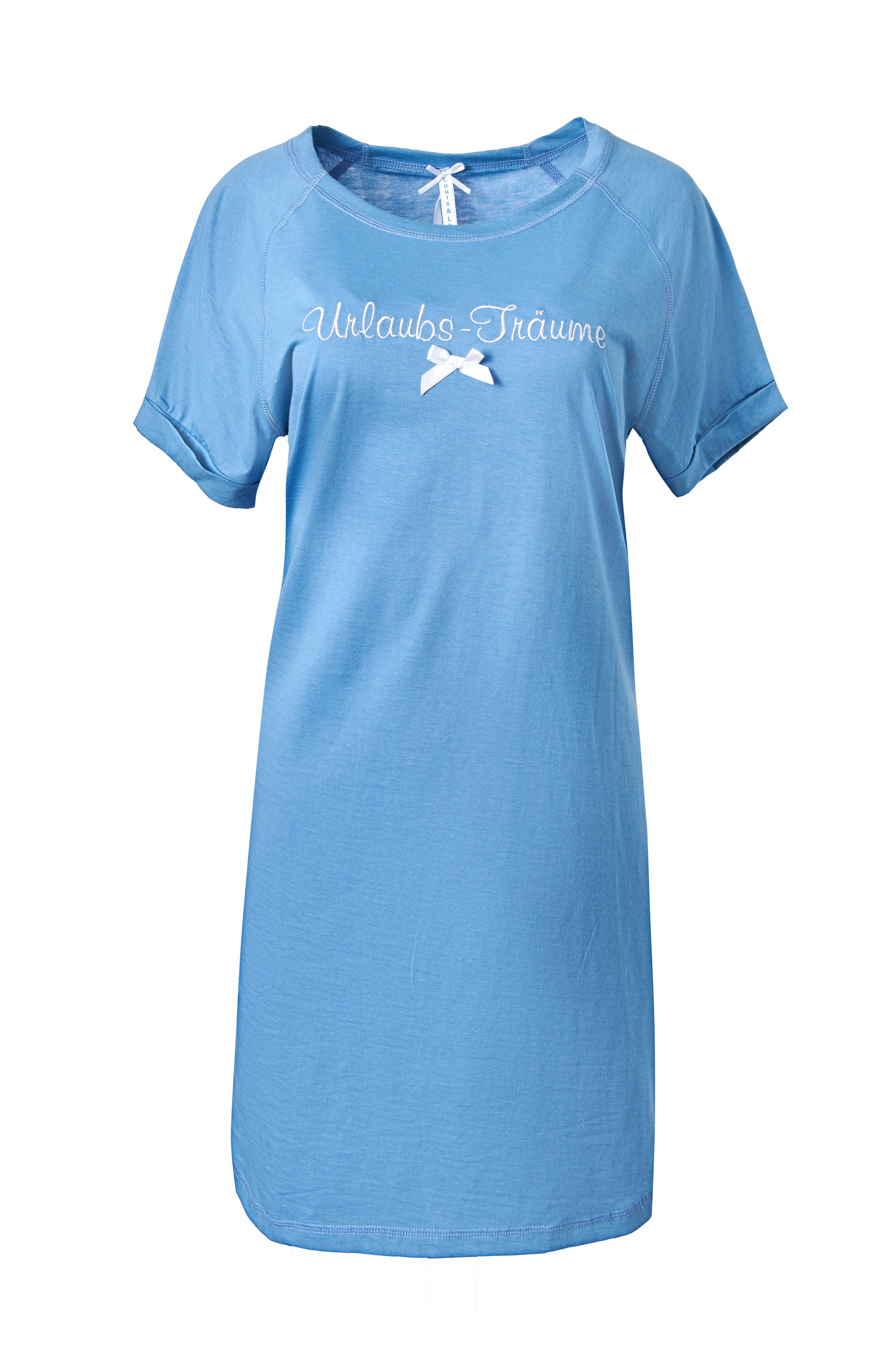 Louis & Louisa Nachthemd Nachtkleid Oversize blau "Urlaubs-Träume