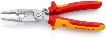 Knipex Elektro-Installationszange 13 96 200, 1-tlg., verchromt, isoliert mit Mehrkomponenten-Hüllen, VDE-geprüft 200 mm