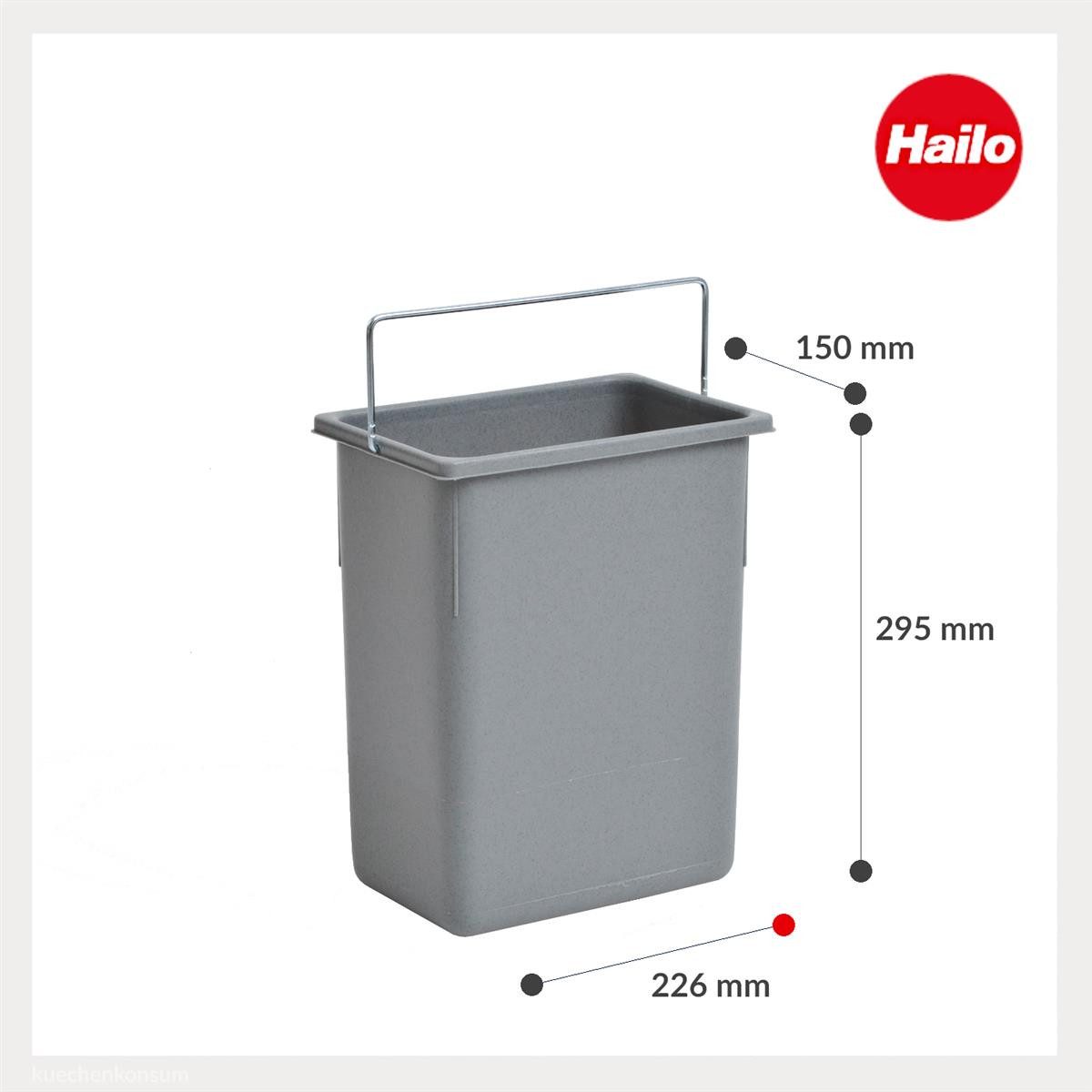 Hailo Einbaumülleimer Hailo Inneneimer 1094089 hellgrau 8,5 L 226 x 150 x 287 mm mit Henkel
