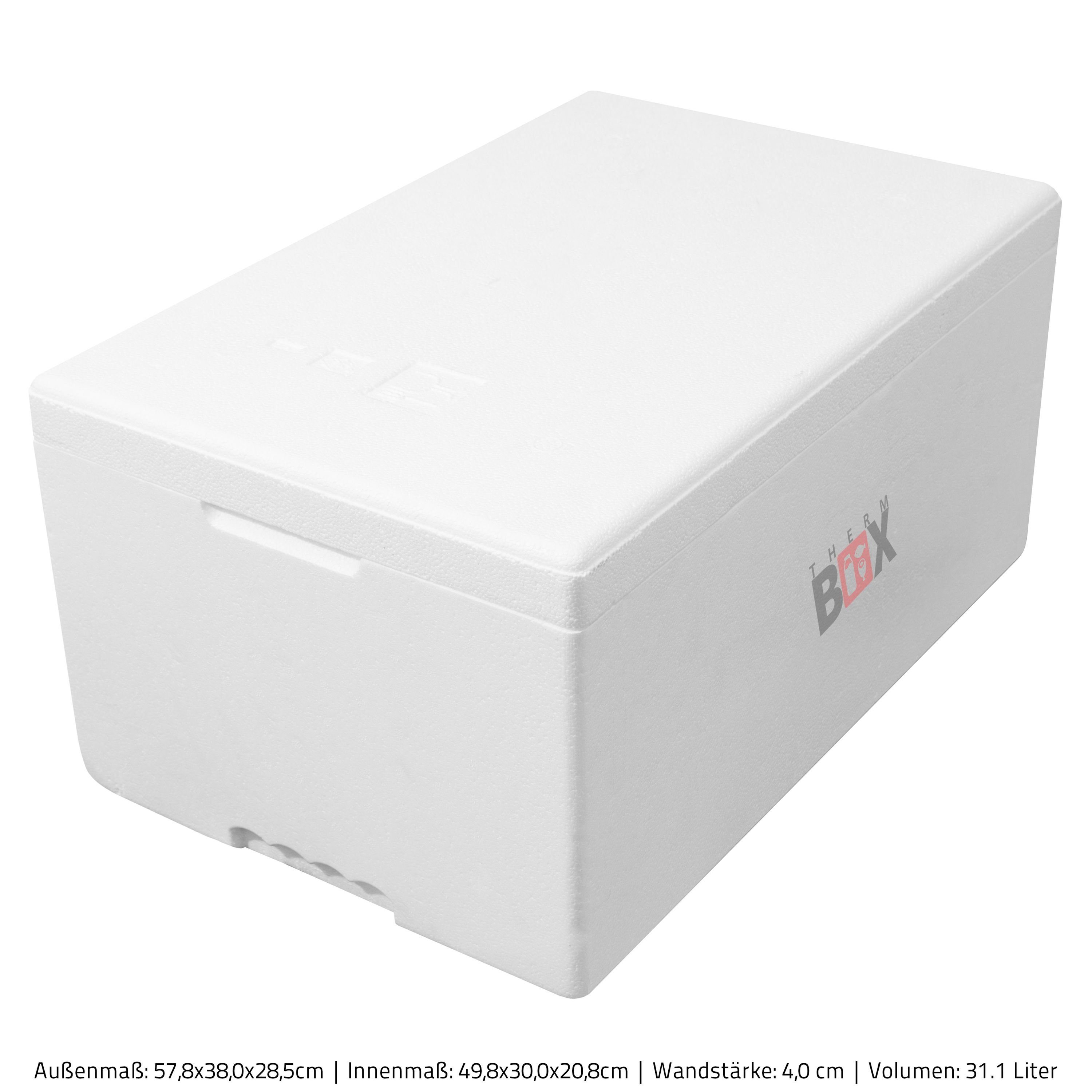 Warmhaltebox 31M 4,0 Wand: im 31L Erweiterbar Wiederverwendbar, Box cm Styropor-Verdichtet, Karton), Thermobox 49x30x20cm (0-tlg., mit Modularbox Deckel Kühlbox Isolierbox Thermobehälter THERM-BOX Innenmaß: