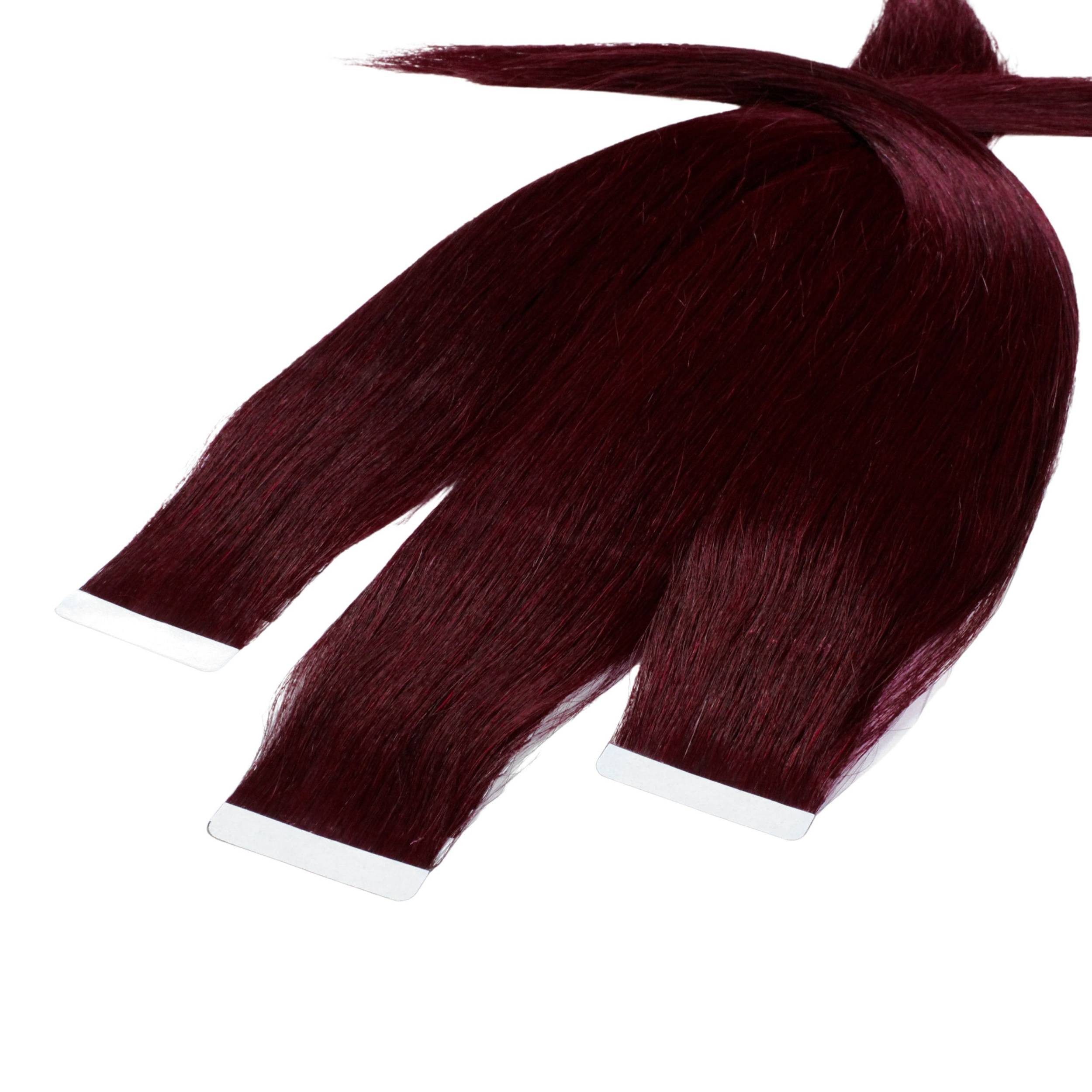 hair2heart Echthaar-Extension Tape Extensions glatt #55/66 Hellbraun Violett 40cm