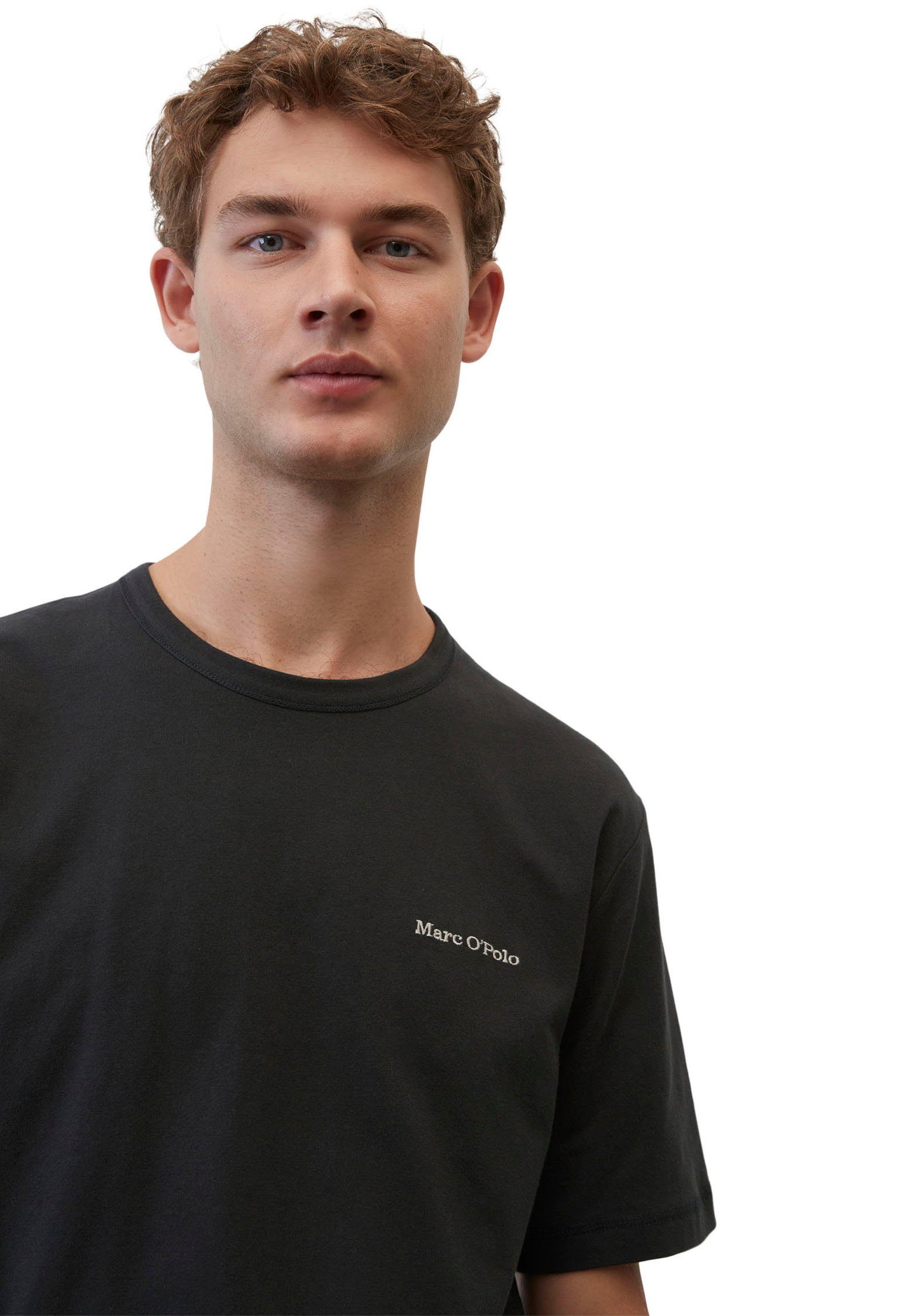 O'Polo Label-Stickerei T-Shirt Marc schwarz dezenter mit