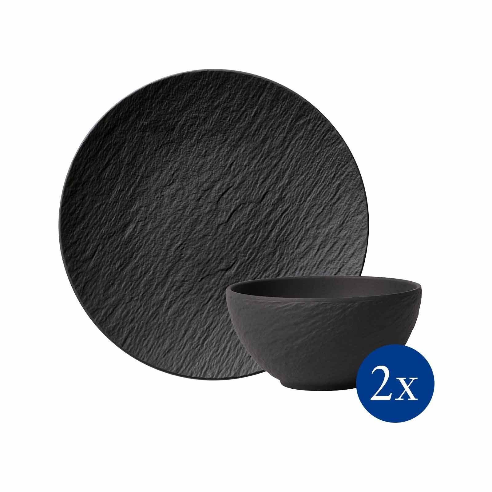 Villeroy & Boch Kombiservice Manufacture Rock Frühstück Set (4-tlg), Porzellan