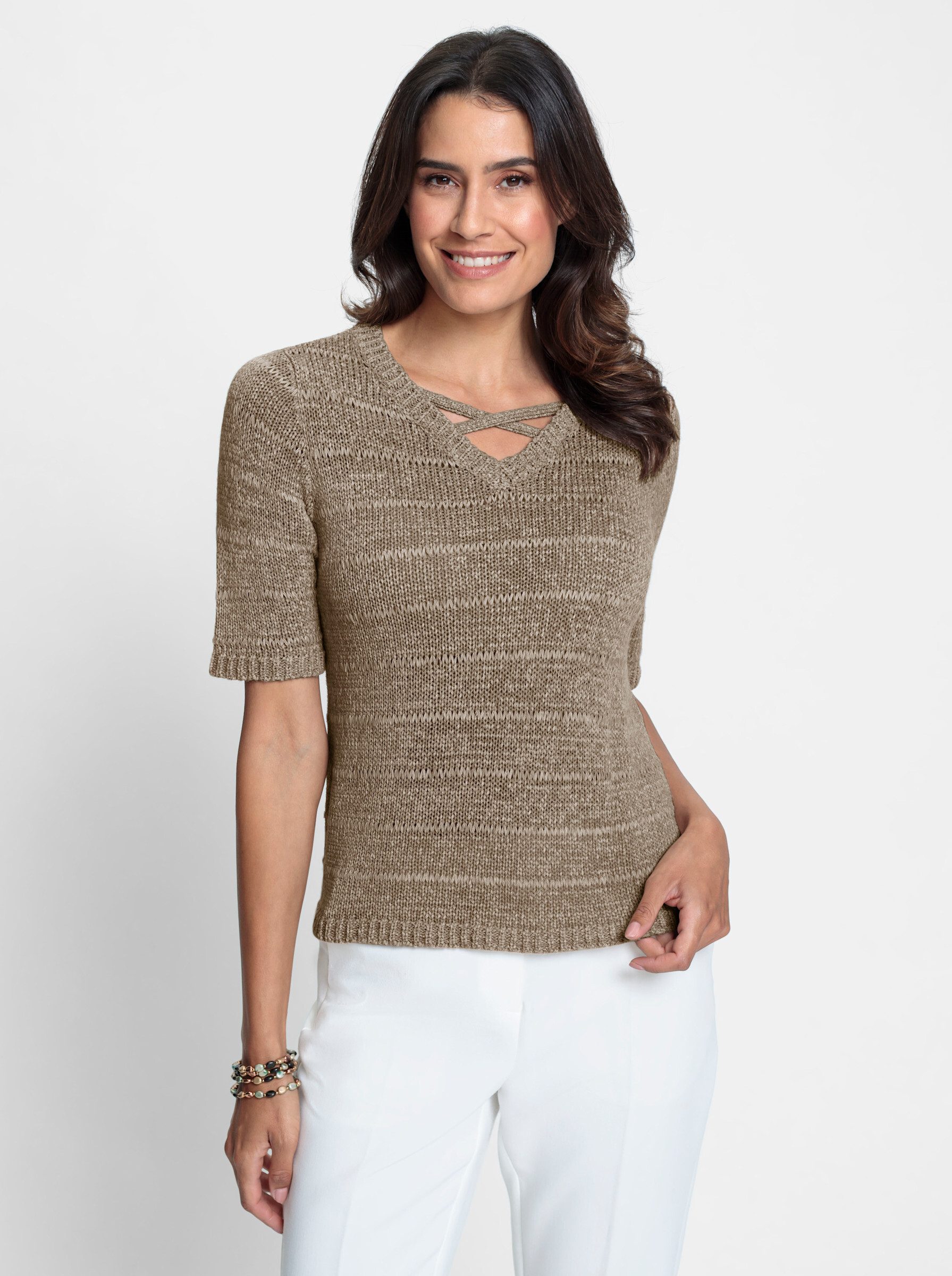 Strickpullover Kurzarmpullover