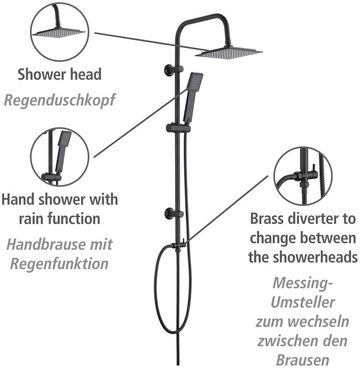 WENKO Duschsystem Cuadro, mit Regendusche und Handbrause