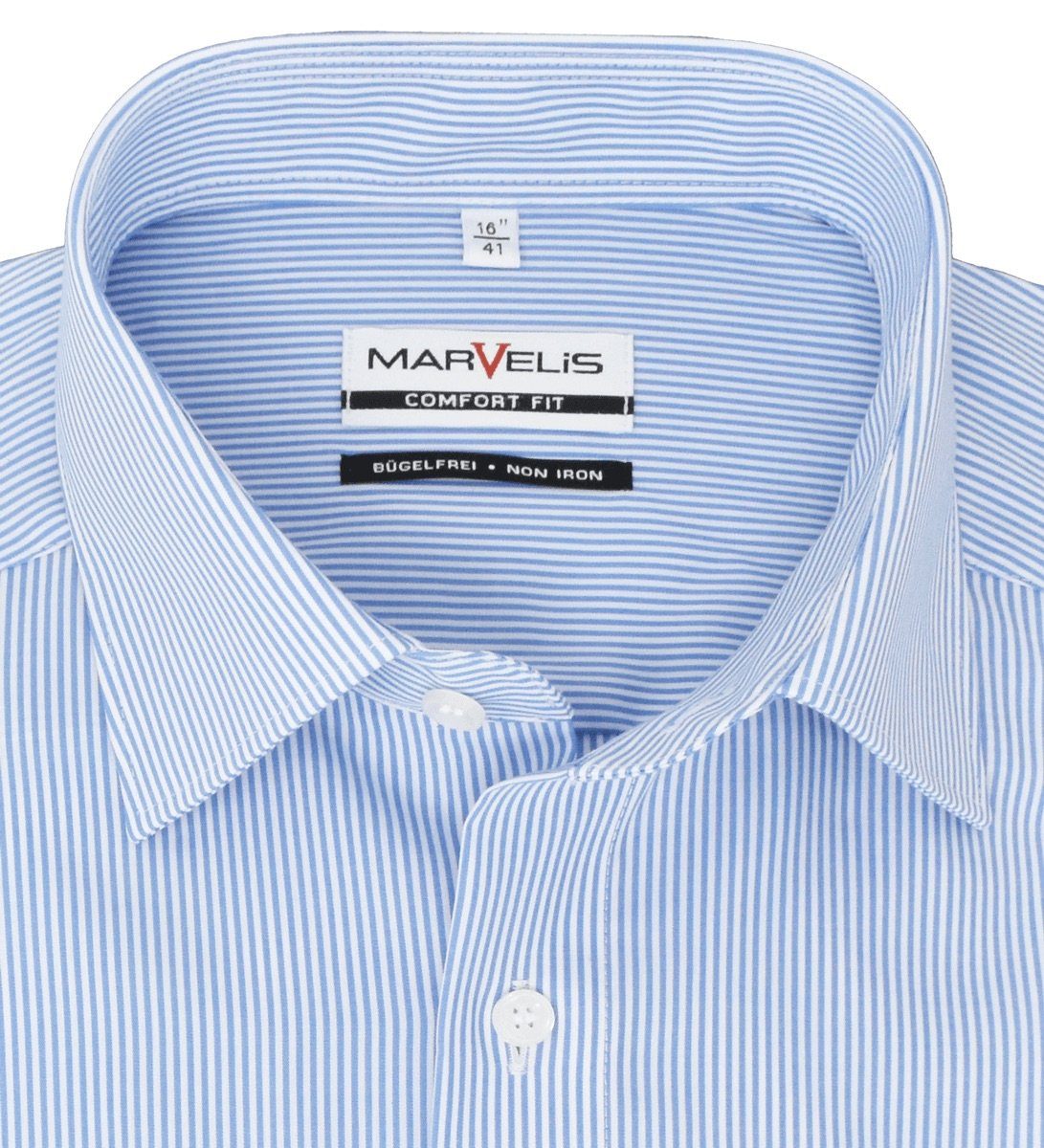 Blau Fit - Comfort - MARVELIS Businesshemd - Gestreift Businesshemd