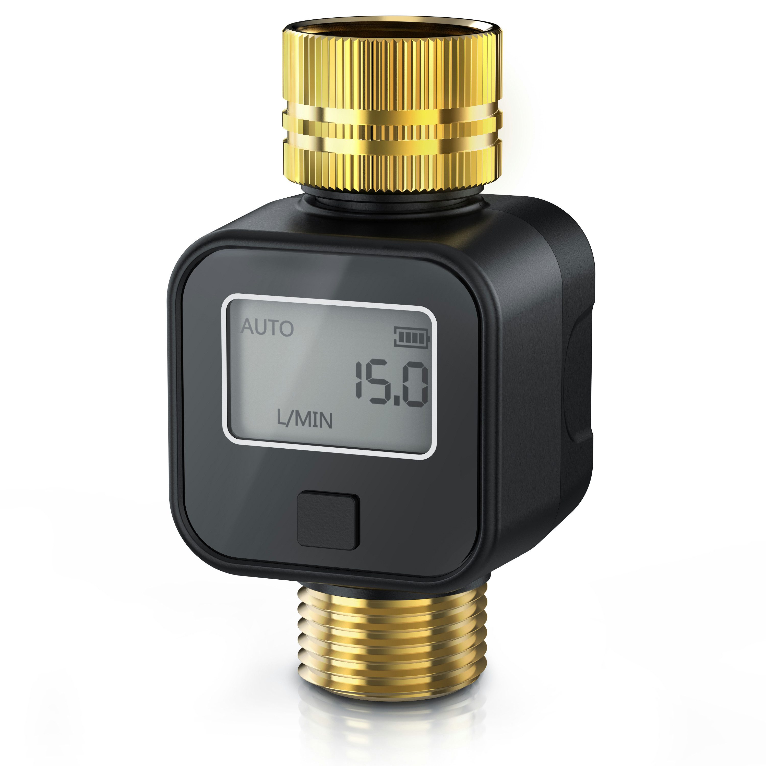 Brandson Wasserzähler Wassermengenzähler digital 3/4 Zoll, Wasseruhr Garten Durchflussmesser, Display, 4 Modi, Liter/Gallone, Sleepmodus, IPX5, Batterieanzeige