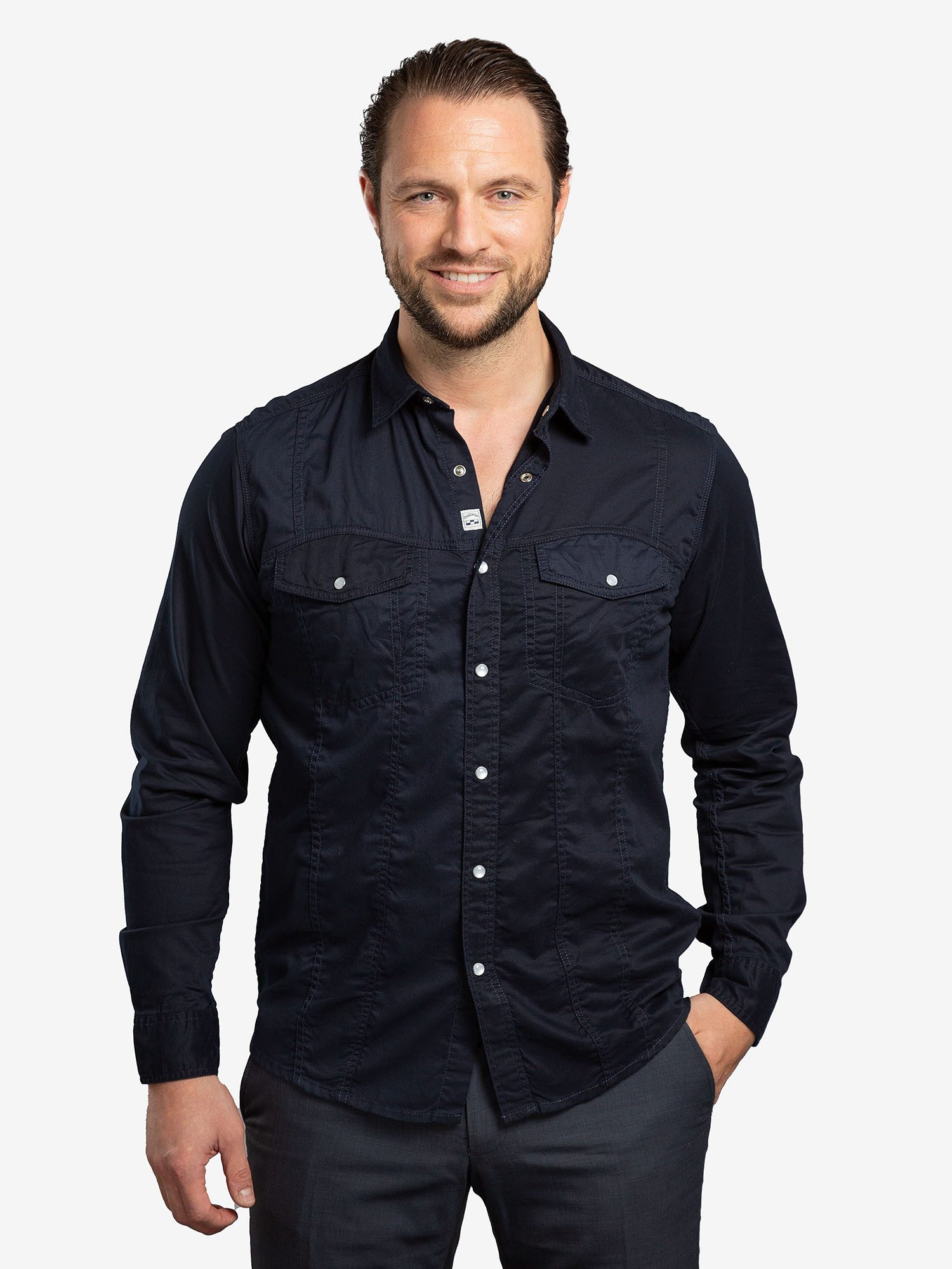 Checker Jeanshemd Dynasty Denim bluse longsleeve günstig online kaufen