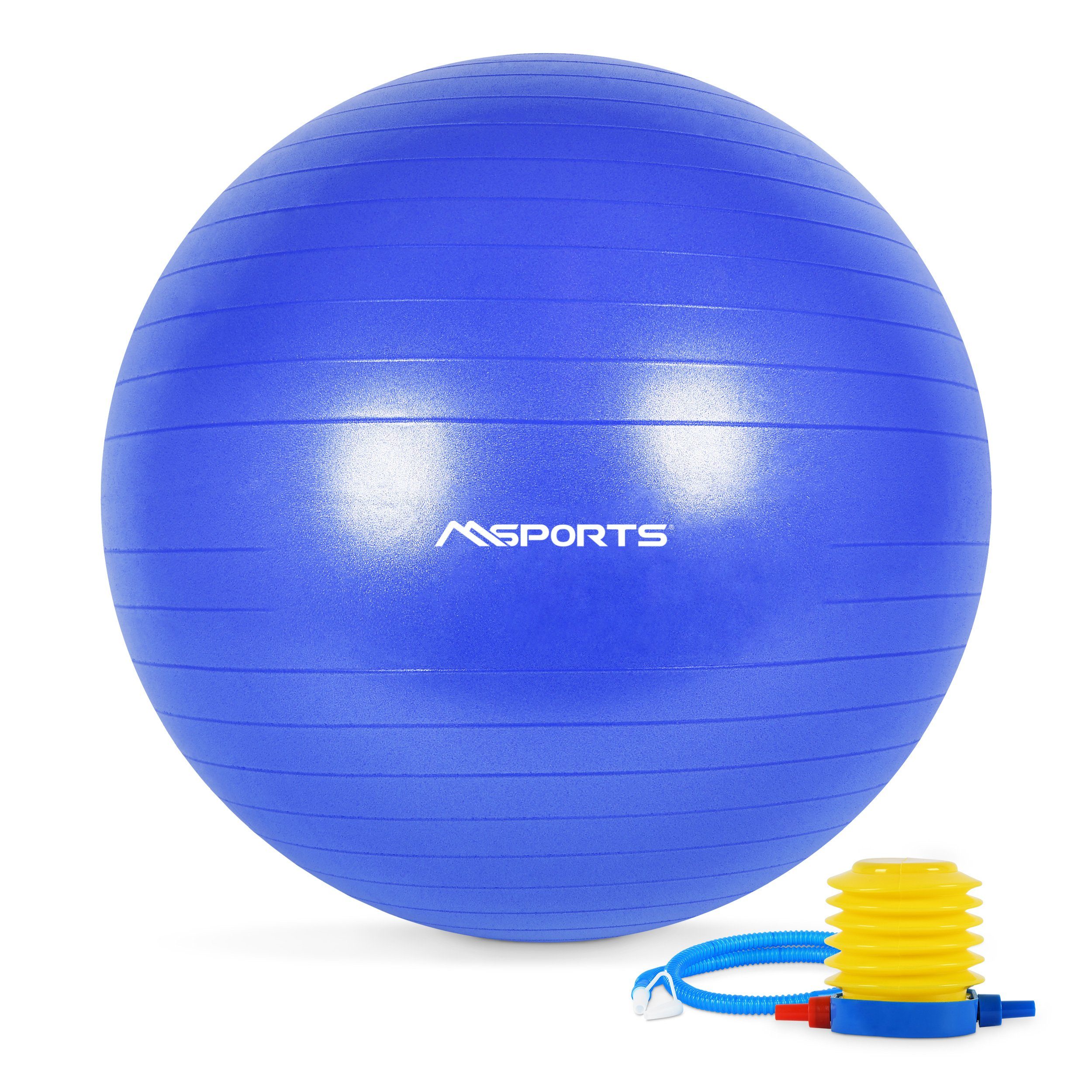 MSports® Gymnastikball Gymnastikball Anti Burst inkl. Pumpe + Workout App Königsblau