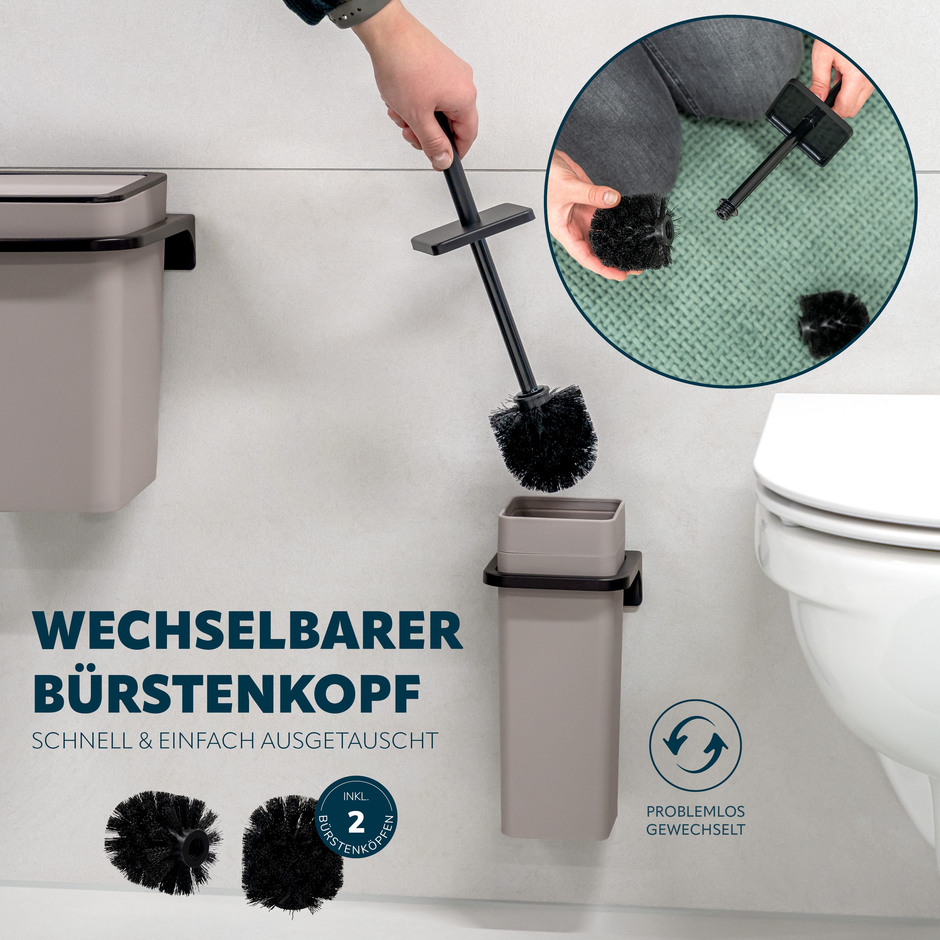 bremermann Badaccessoire-Set 2tlg. Bad-Set SAVONA Softtouch inkl. Wandhalterung, 2 tlg. – Bild 4 von 5