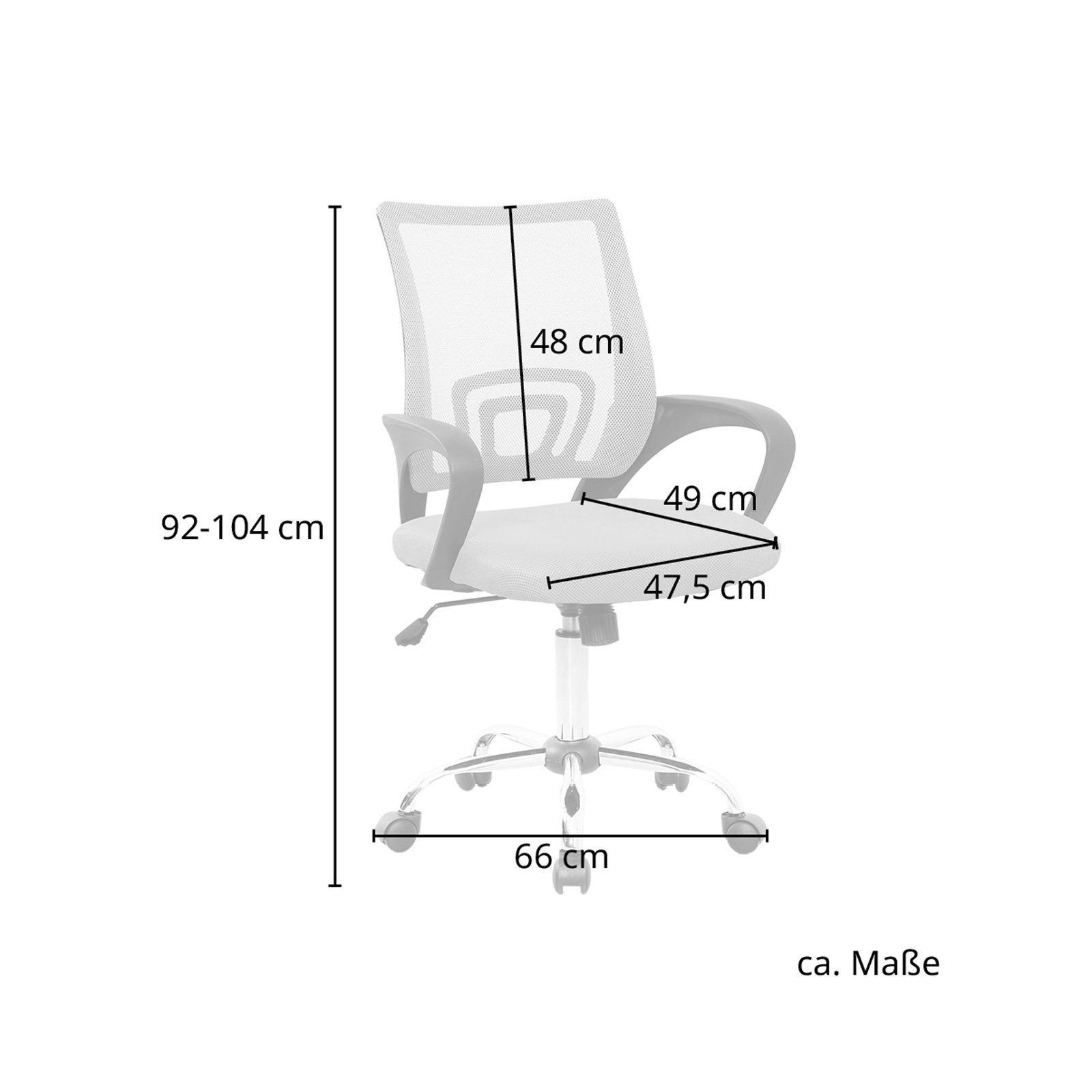 SVITA Schreibtischstuhl CYDNEY 360° (Einzeln), drehbar, Schwarz stufenlos höhenverstellbar, mitwachsend
