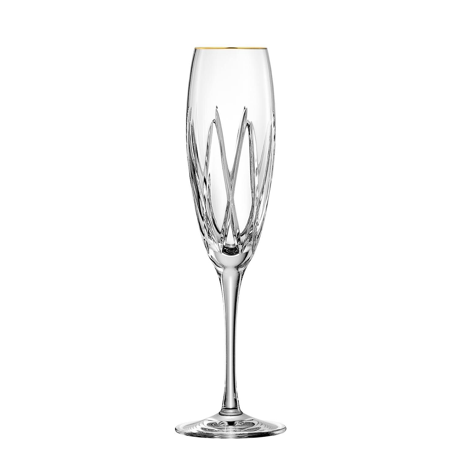 ARNSTADT KRISTALL Champagnerglas »Sektglas London Gold (25 cm) -  Kristallglas mundgeblasen · von Hand geschliffen · 24 K Goldrand«